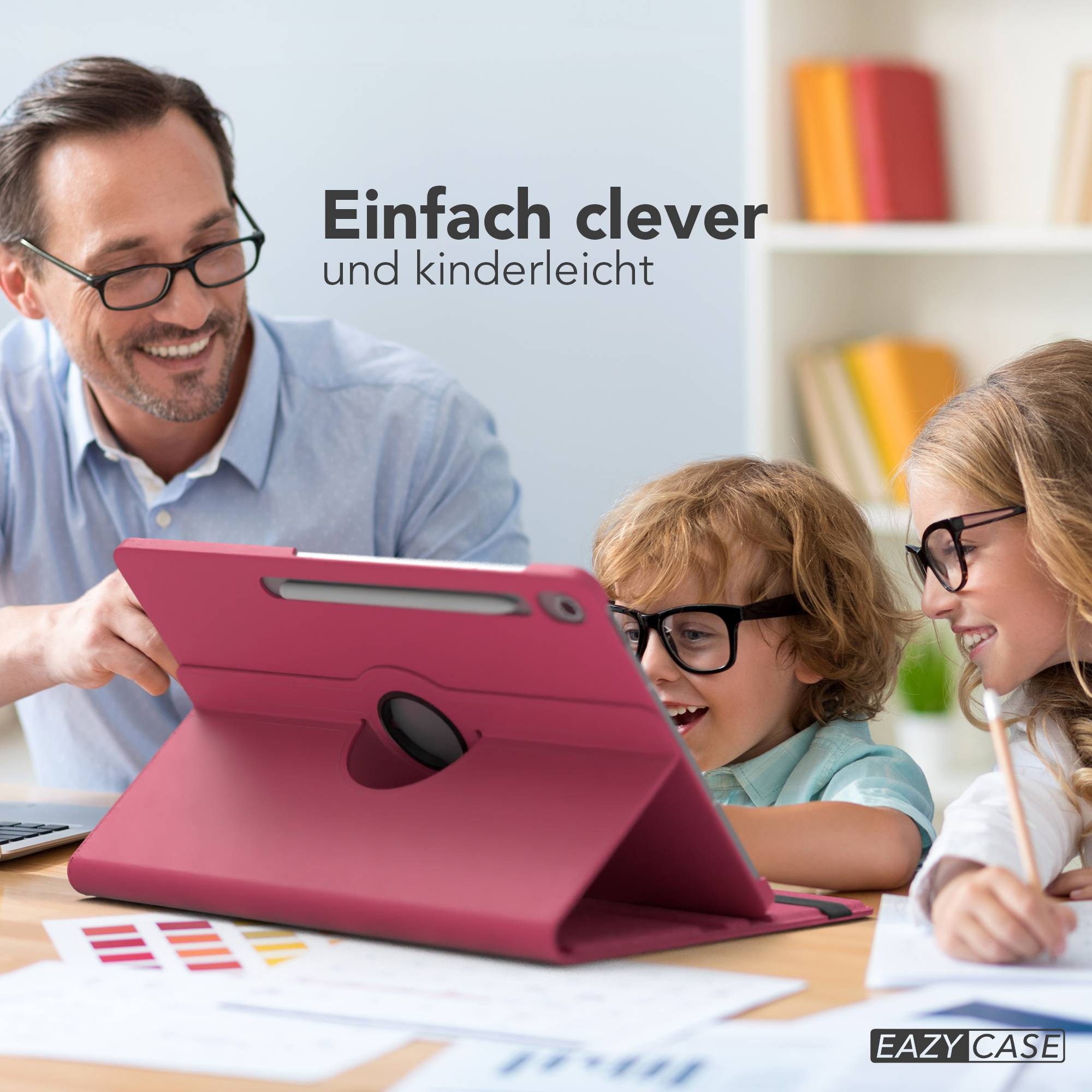 EAZY CASE Tablet-Hülle Rotation Case für Galaxy Tab S10 FE Plus 13,1 Zoll, Klapphülle zum Aufstellen Rundum Hülle Book Tablet Slim Klappcase Pink
