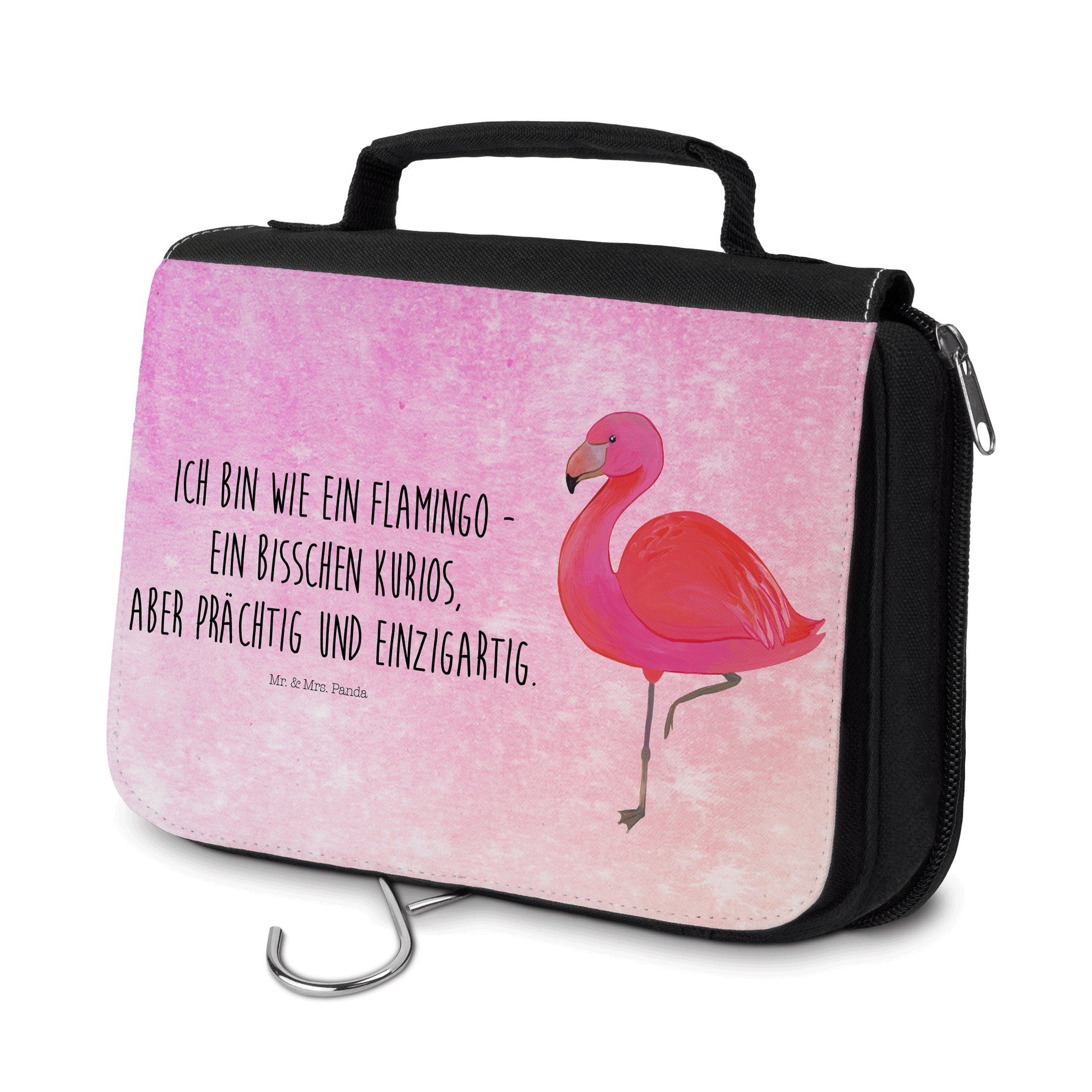 Mr. & Mrs. Panda Kulturbeutel rosa, Geschenk, - Schminkutensil, - (1-tlg) Se Flamingo Pink Aquarell classic