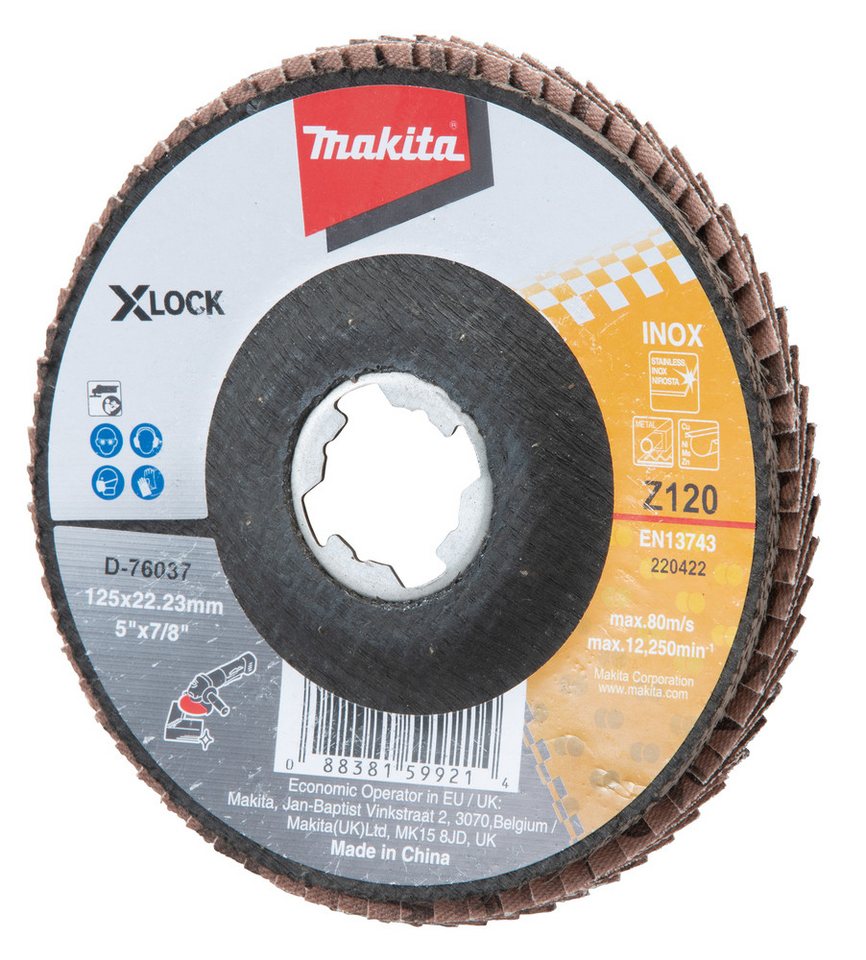Thumbnail - Makita Werkzeug GmbH Fächerscheibe Makita Fächerscheibe X-LOCK Ø 125 mm Z120 abgewinkelt D-76037