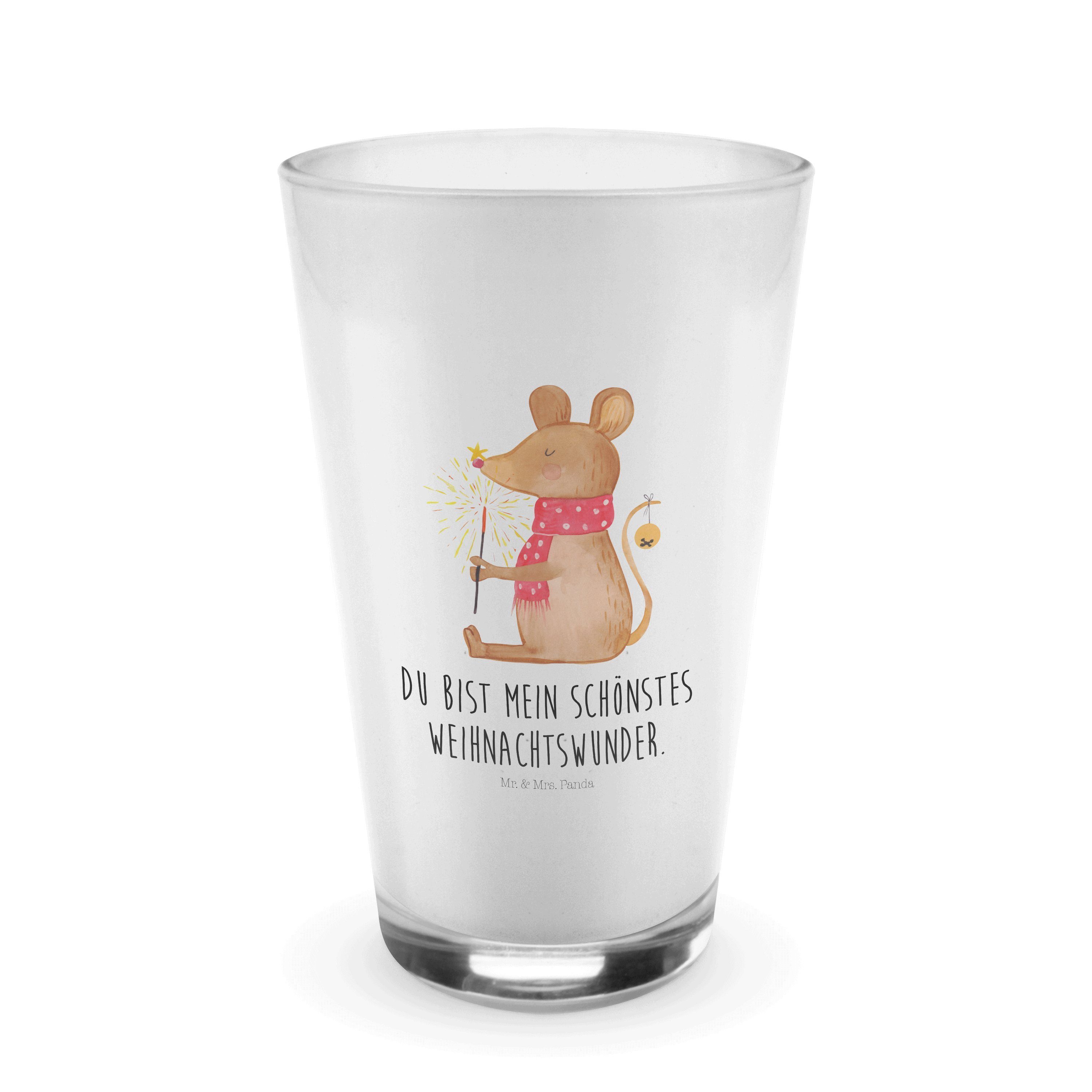 Mr. & Mrs. Panda Glas Weihnachtsmaus - Transparent - Geschenk, Weihnachtsmotiv, Glas, Nikol, Premium Glas