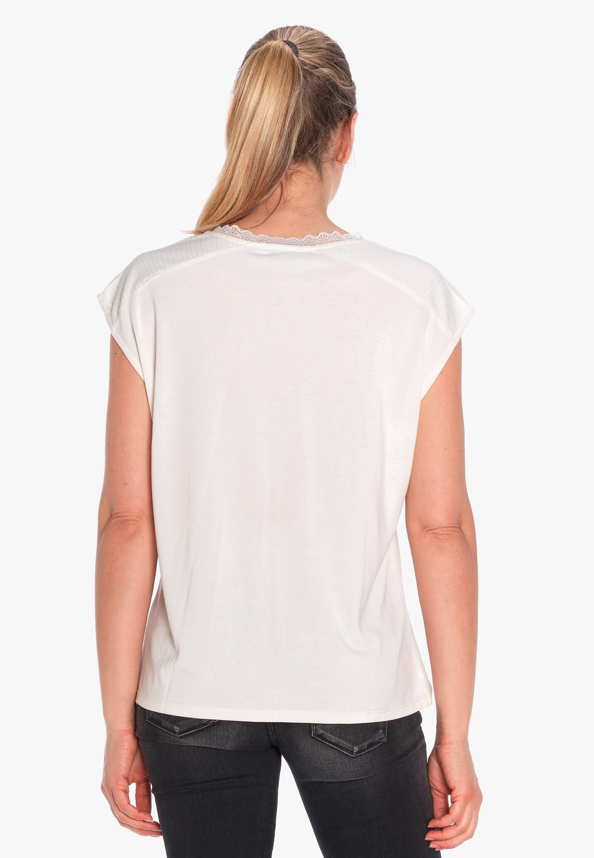 Le Temps Des femininem mit T-Shirt NATE V-Ausschnitt Cerises