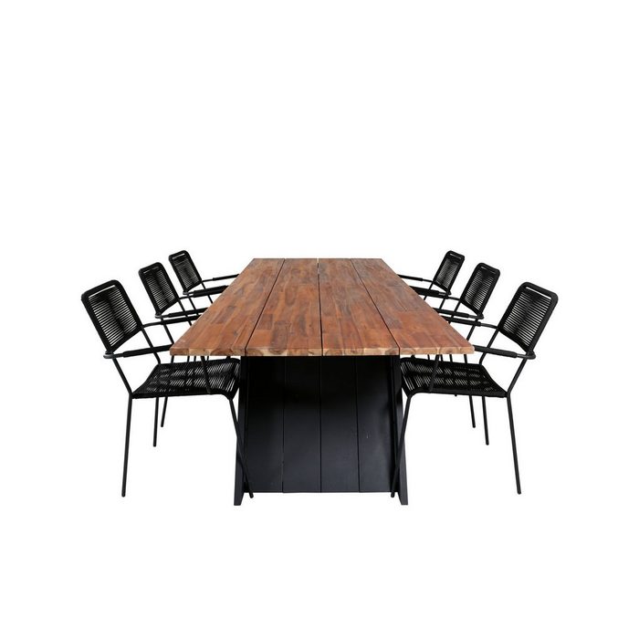 ebuy24 Garten-Essgruppe Doory Gartenset Tisch 100x250cm und 6 Stühle Armle