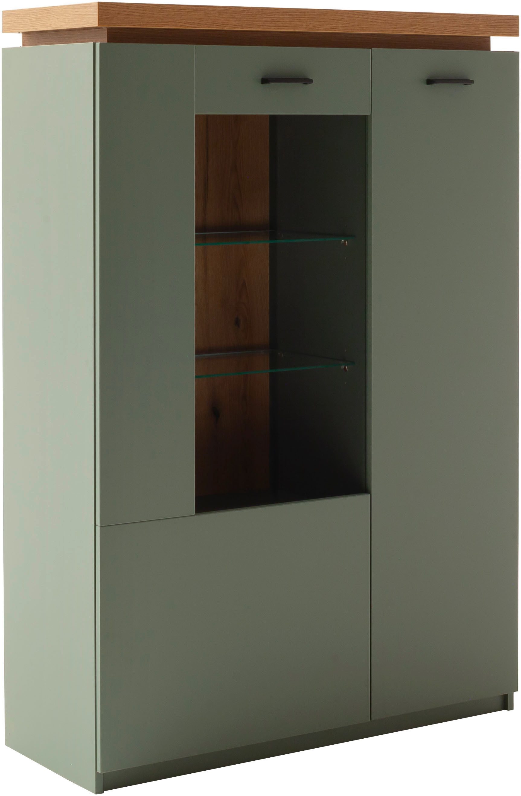 MCA furniture Highboard MONIZ Highboard (1 St), Hochkommode,Kommode,Eiche,Salbeigrün,2 Türen,gedämpft,Breite 98 cm