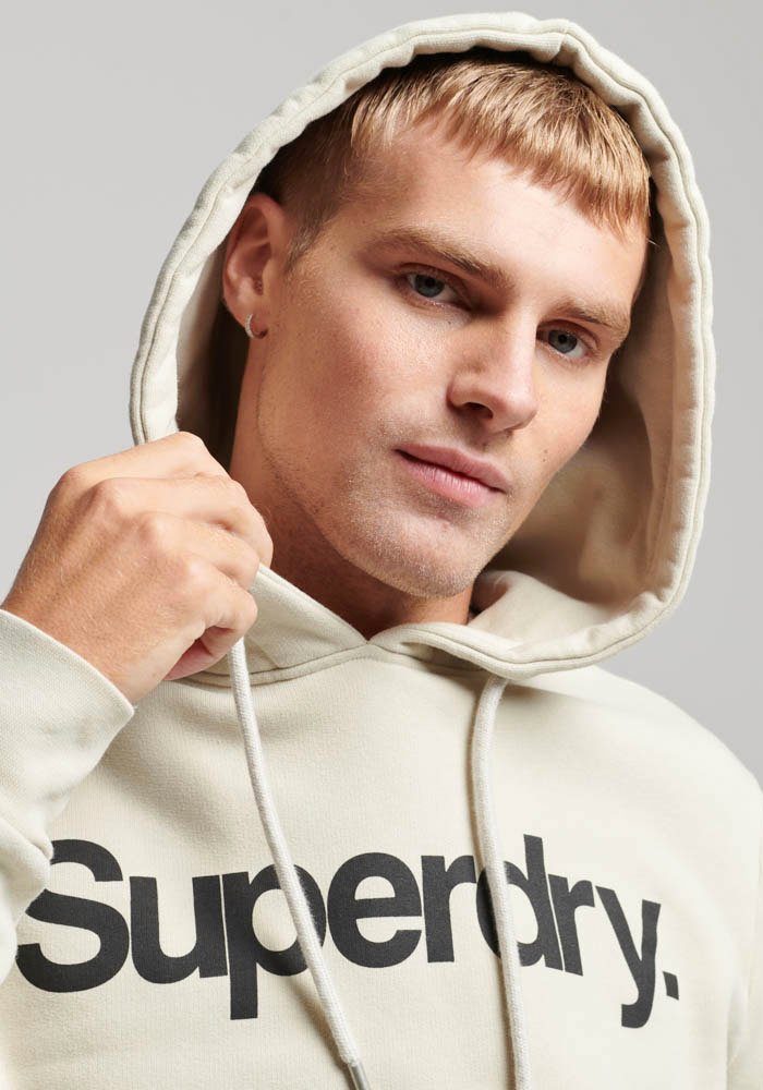 Superdry CORE Kapuzensweatshirt LOGO Beige HOOD Pelican CLASSIC