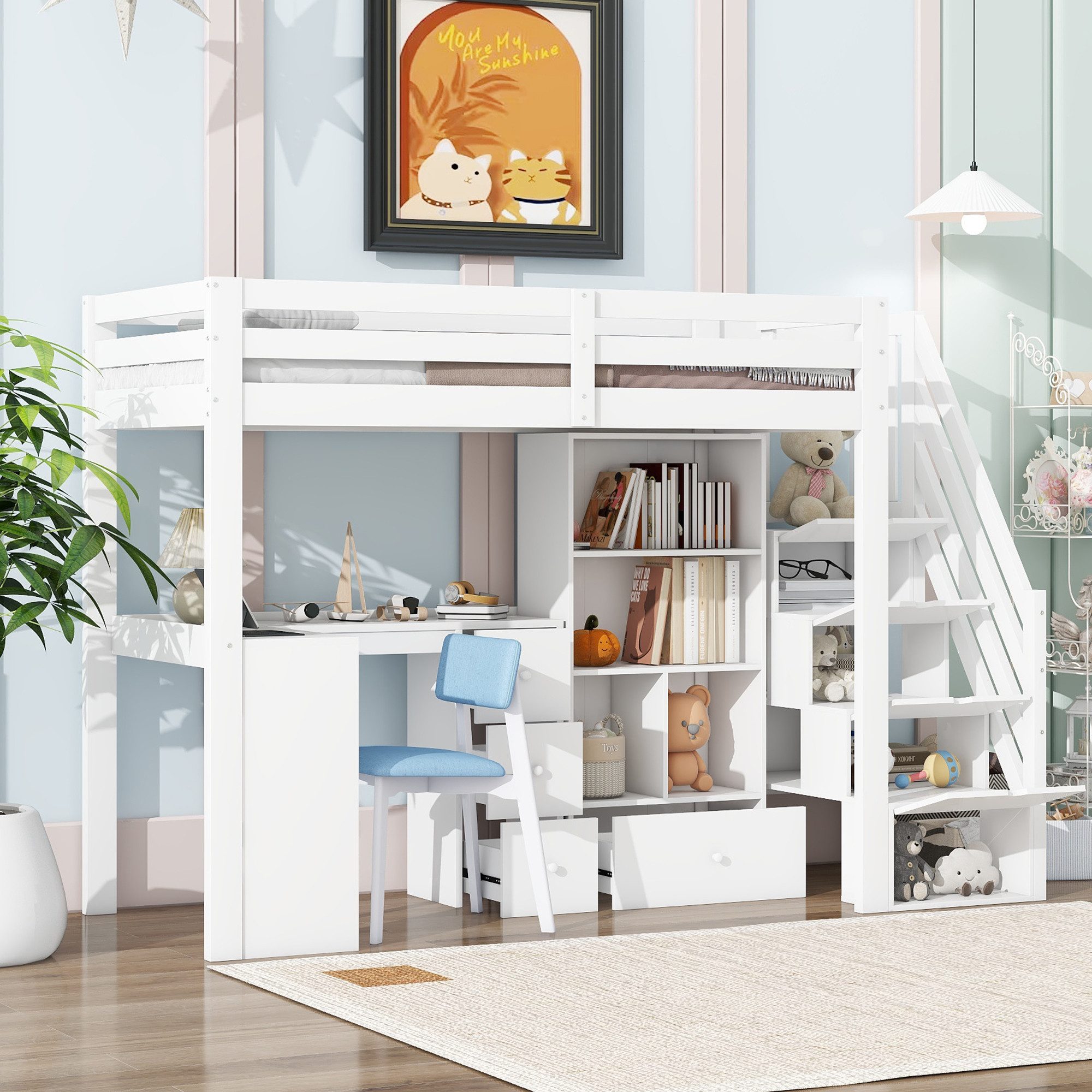 Odikalo Kinderbett Hochbett Holzbett 90x200 mit günstig online kaufen