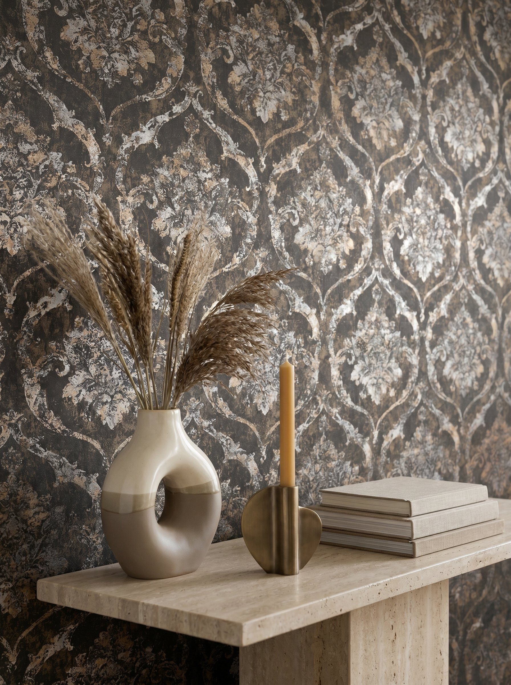 Newroom Vliestapete Xelora Schwarz Tapete Vliestapete Blumen, Floral, Blumenranke, strukturiert, Mustertapete