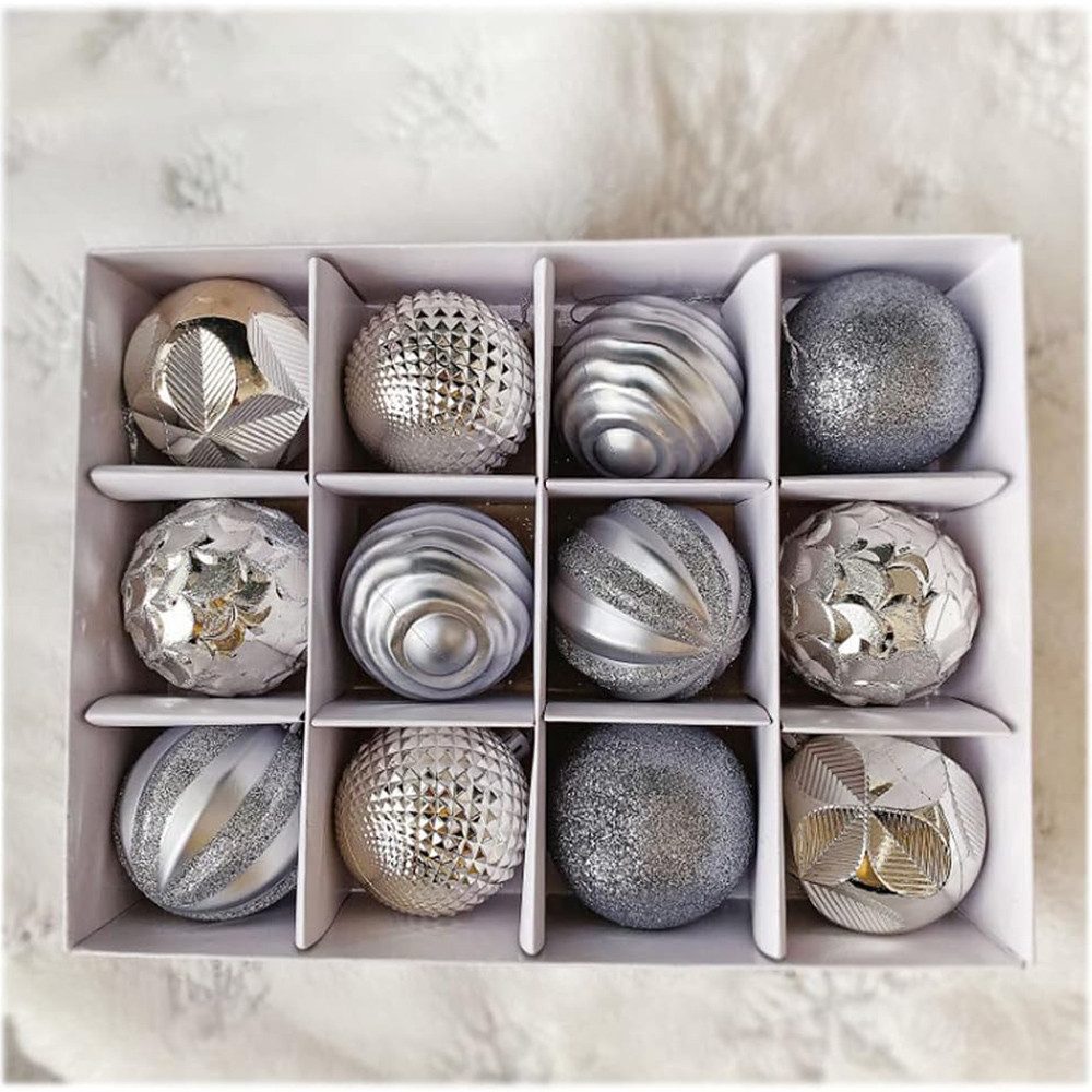 Coonoor Weihnachtsbaumkugel Weihnachtskugeln Weihnachtsdeko 12-teiliges Set, Christbaumschmuck
