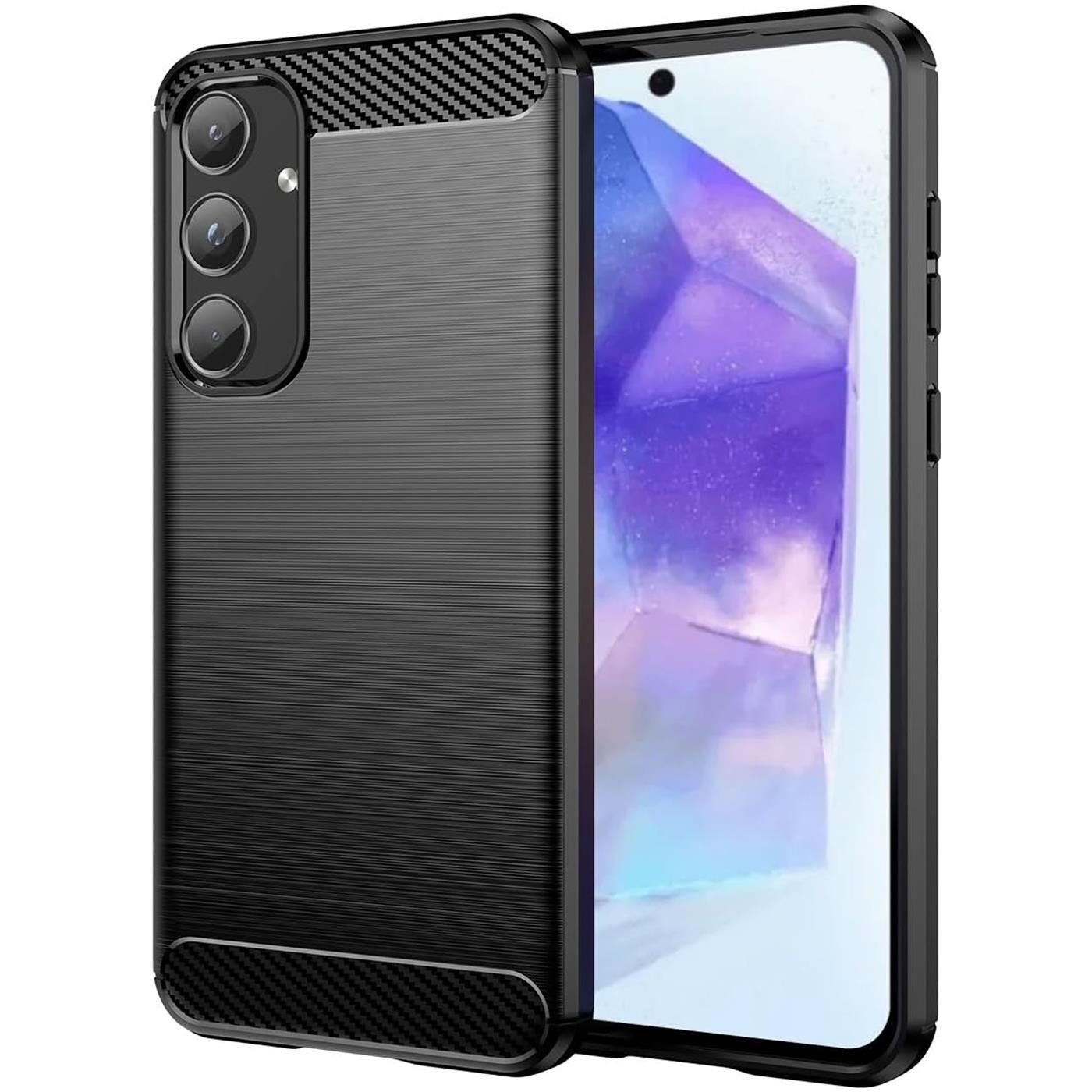CoolGadget Handyhülle Carbon Handy Hülle für Samsung Galaxy A55 5G 6,6 Zoll, robuste Telefonhülle Case Schutzhülle für Samsung A55 5G Hülle
