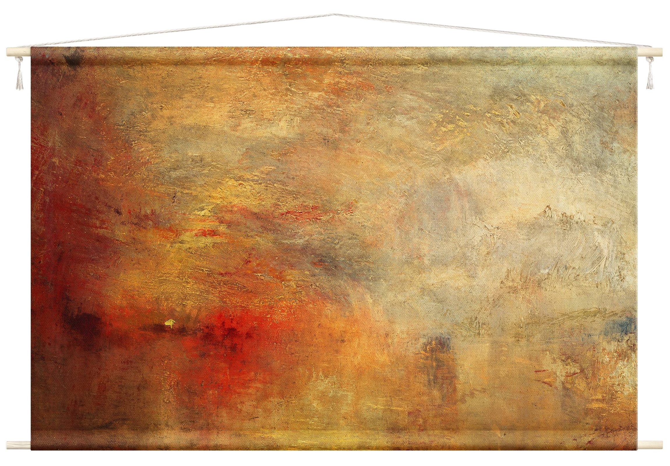 Bilderdepot24 Wandteppich modern William Turner Abstrakt orange, rechteckig, Höhe: 2.6 mm, großes Wandbild aus Natur-Baumwolle Wandbehang Stoffbild Tuch Wollseil