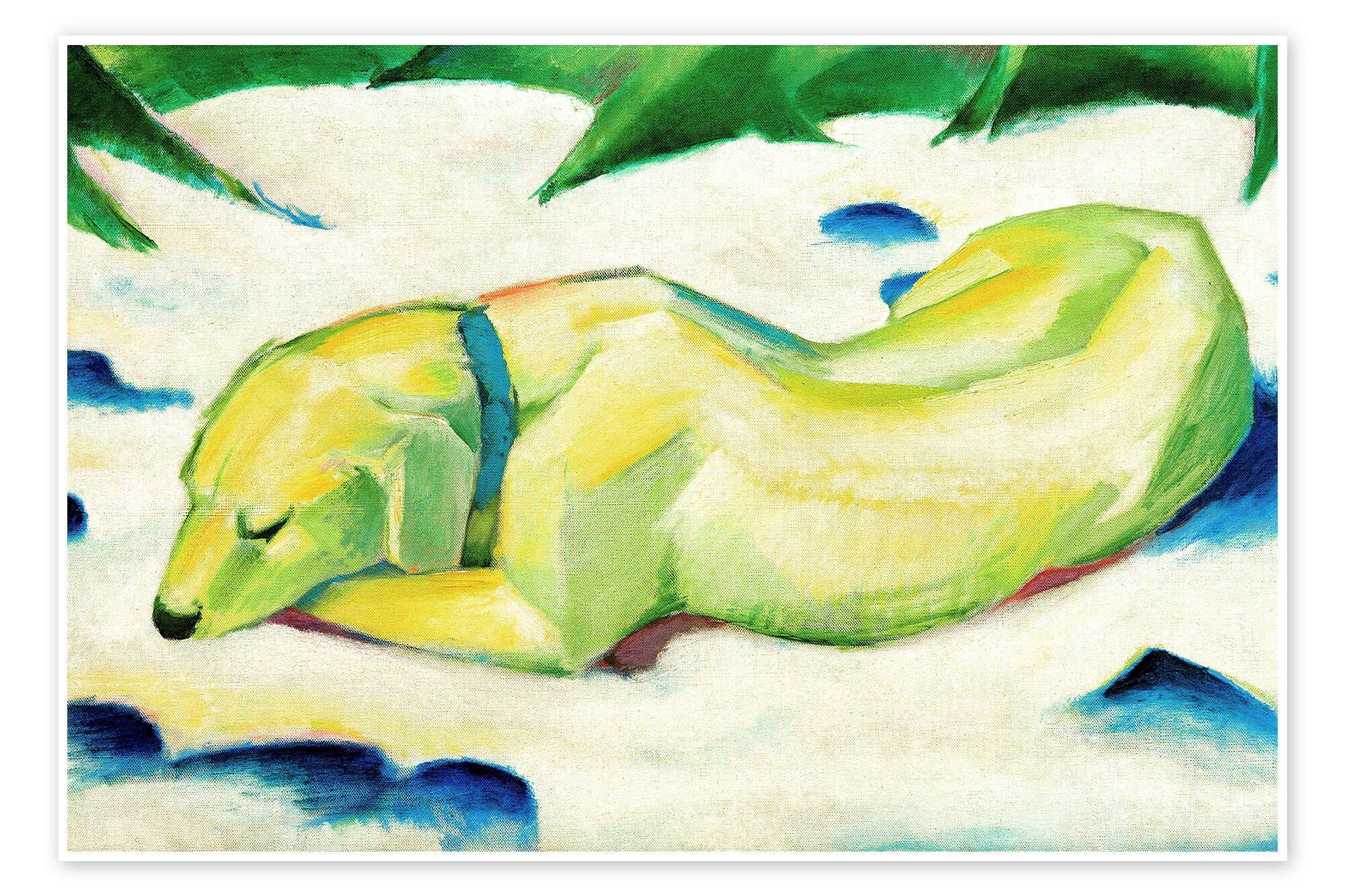 Posterlounge Poster Franz Marc, Liegender Hund günstig online kaufen