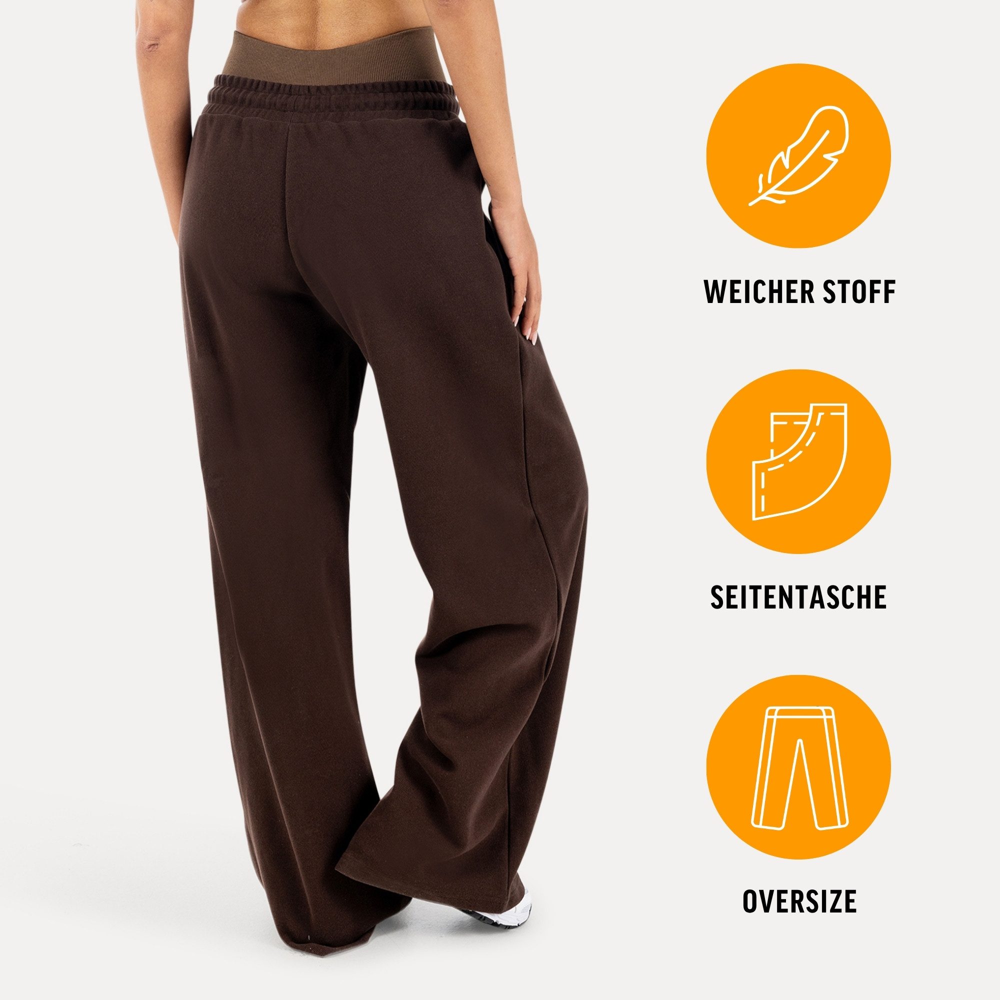 Smilodox Jogginghose Yelin, Trainingshose Damen Oversized Fit Wide-Leg mit Tunnelzug Elastischer Bund, Kordelzug, Weites Bein, Dezentes Logo, Freizeit