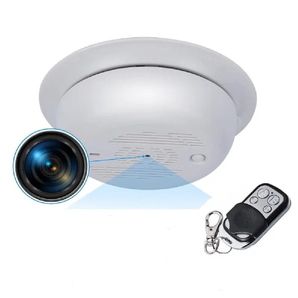 SpionProfi Überwachungskamera 32GB Rauchmelder Kamera HD Mini Überwachungskamera Video Ton Aufnahme (Innenbereich, 1-tlg., 32GB Rauchmelder mit versteckte Mini Spycam Kamera)