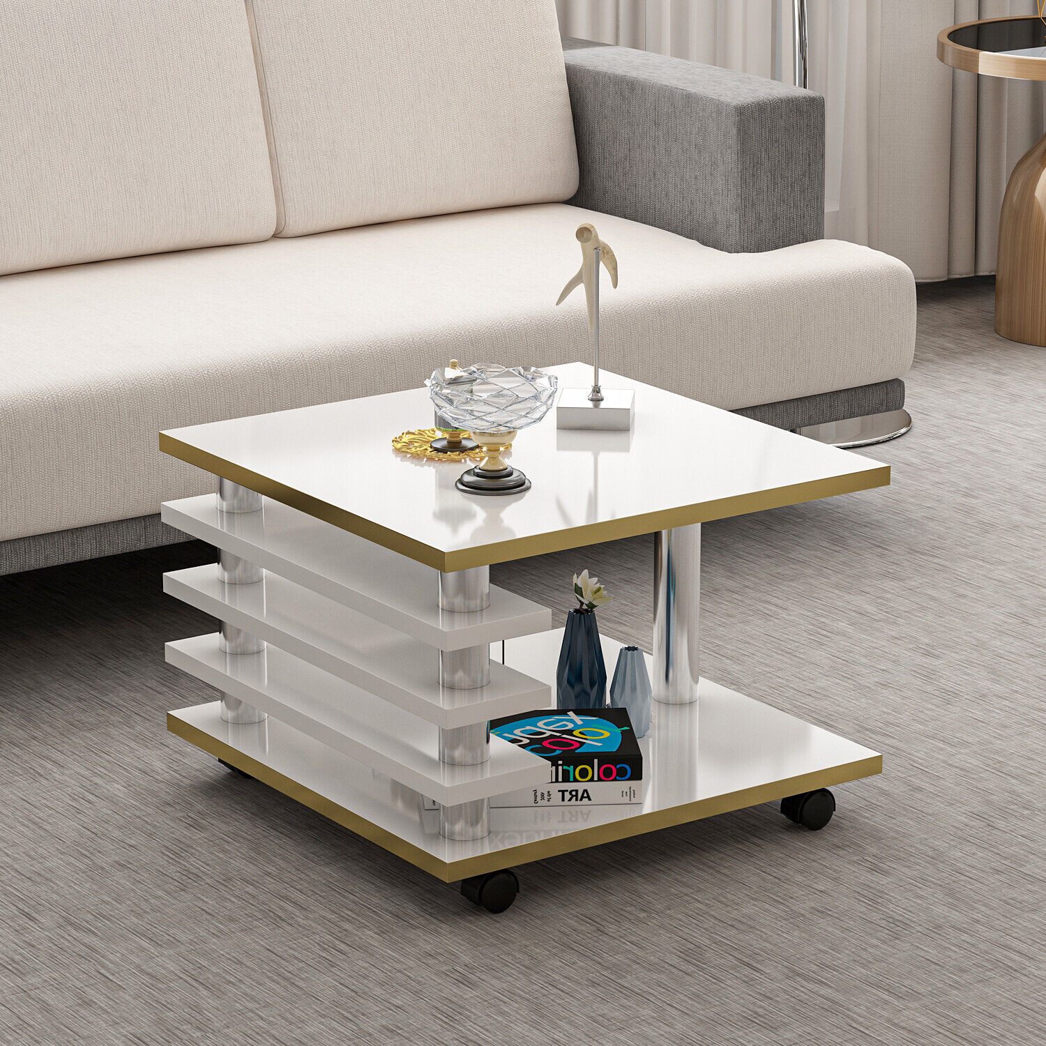 Homeline Couchtisch Couchtisch Hochglanz oder matt schwarz-weiß oder Eiche 65x65x44 cm