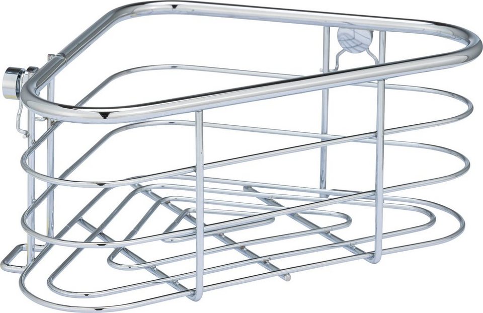 WENKO Badregal Trestina, Eckablage, aus Edelstahl, Hergestellt aus  rostfreiem, verchromten Edelstahl