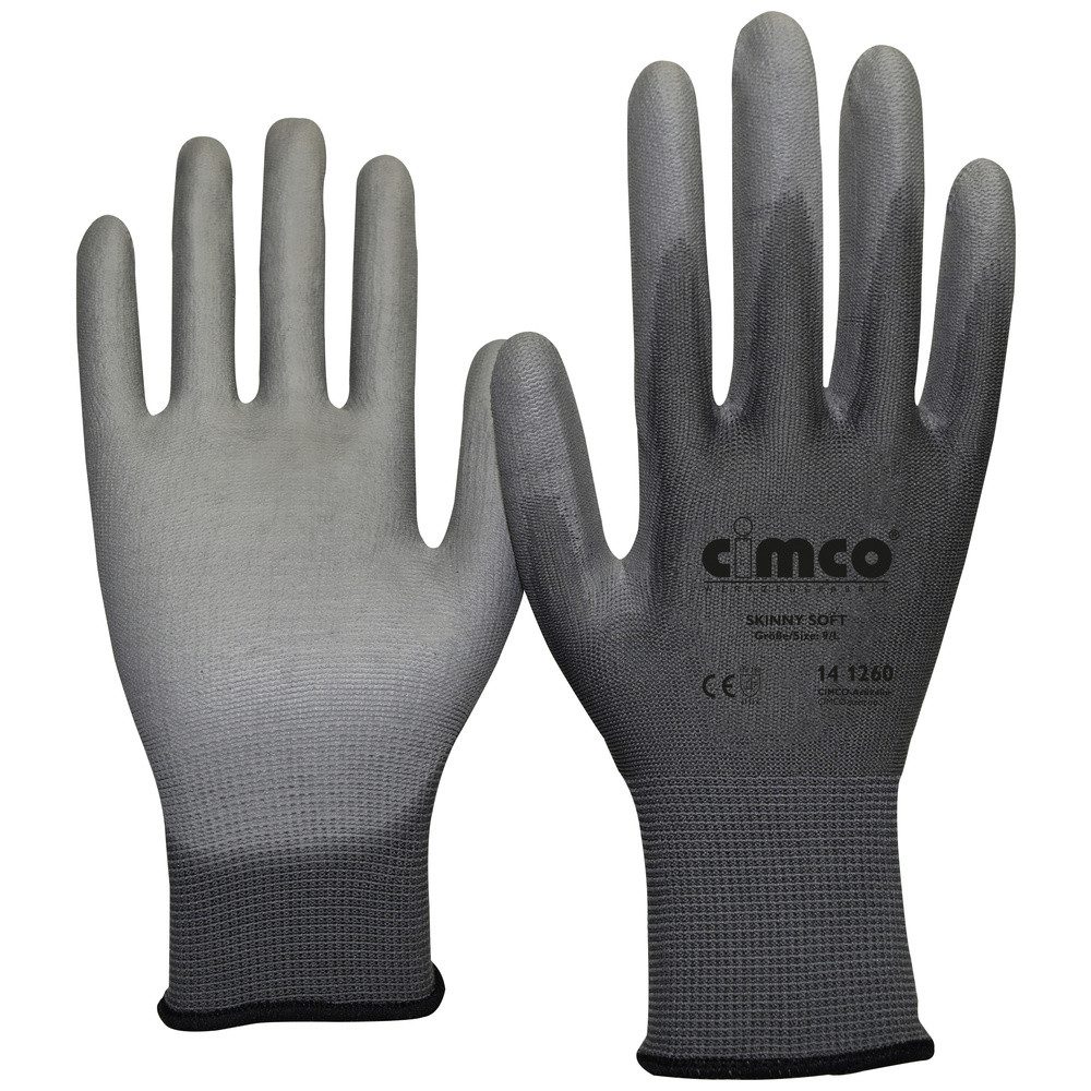 Arbeitshandschuhe Cimco 141260 Skinny Soft grau Nylon Arbeitshandschuh Größe (Handschuhe