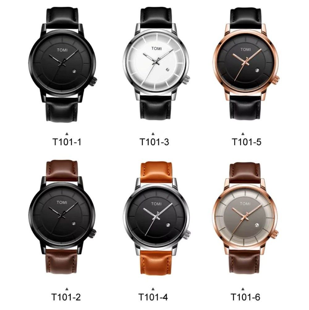 Tidy Quarzuhr TOMI Herrenuhr – Minimalistisches Design, 6 Farben, Kalender,Quarz