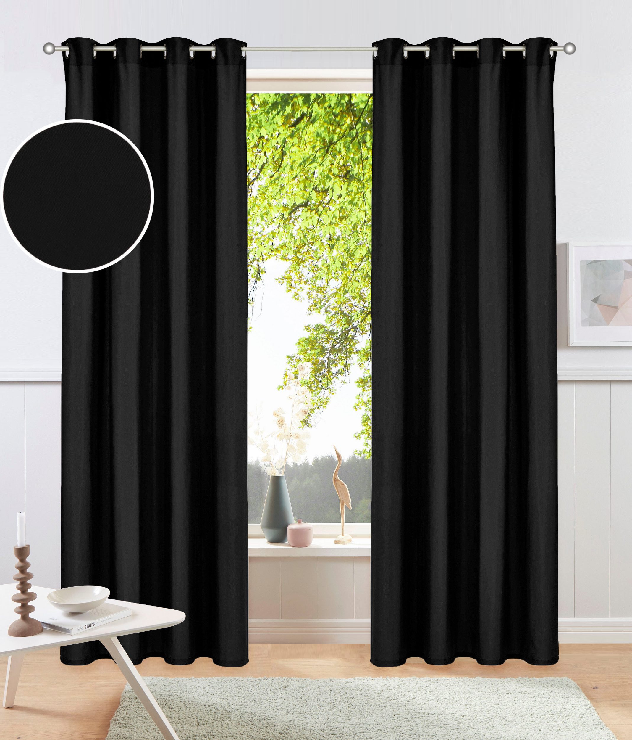 OTTO home Vorhang Raja mit Ösen, 2er Pack, blickdicht, Topseller! (2 St), Ösen, blickdicht, Polyester, einfarbig, Einfache Montage, Pflegeleicht, Ösen, 2 er Pack, uni