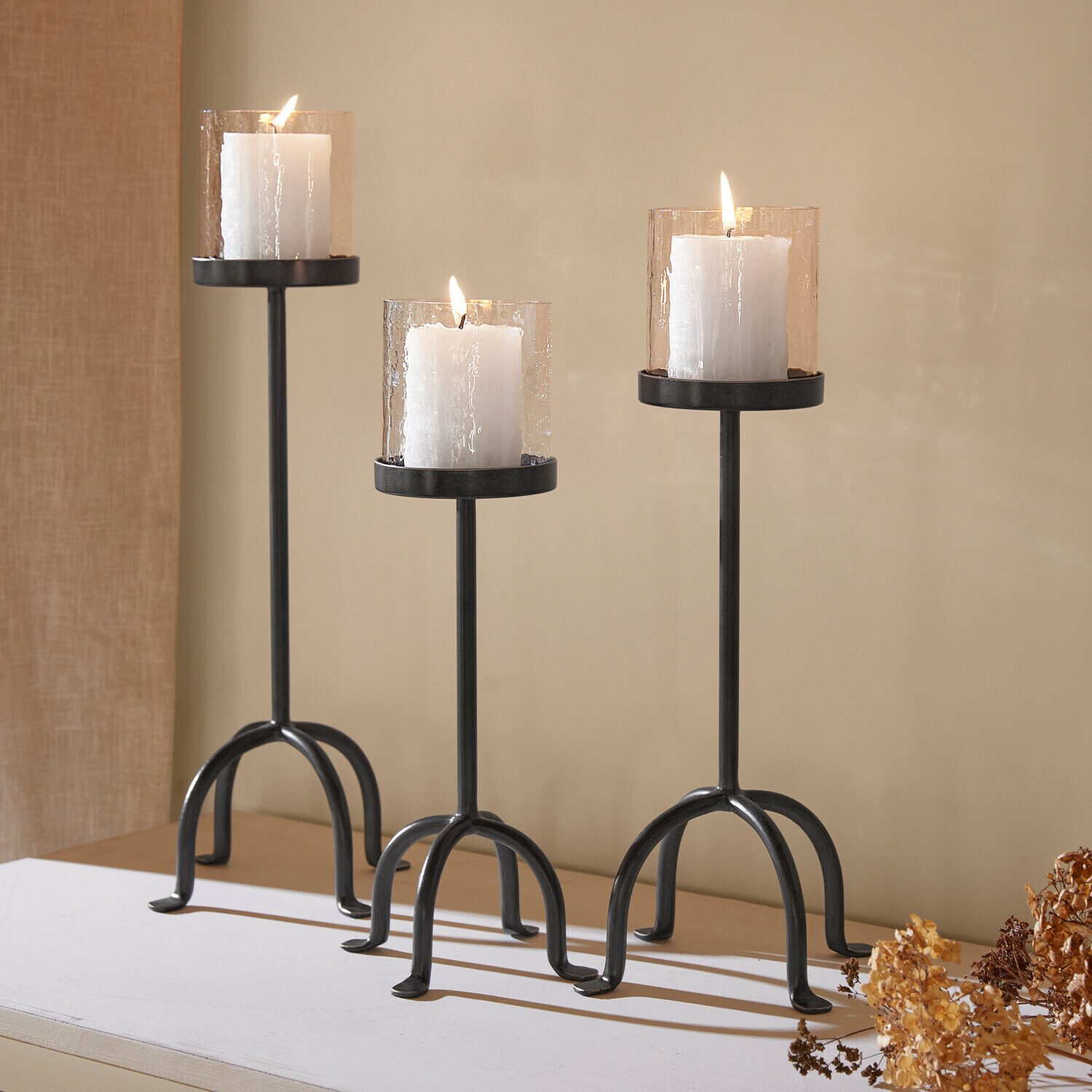 Mirabeau Kerzenständer Kerzenständer 3er Set Tanbira schwarz
