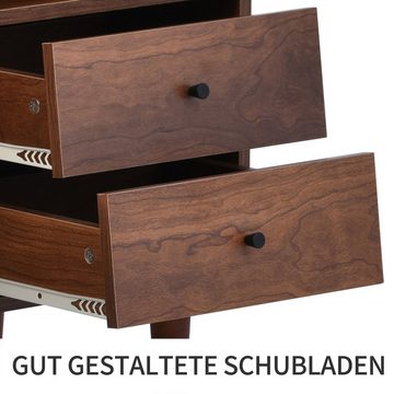 Flieks Sideboard (1 St., mit 3 Türen und 2 Schubladen), Kommode aus Holz und Rattan, Landhaus Stil, Anrichte, 130*40*75cm