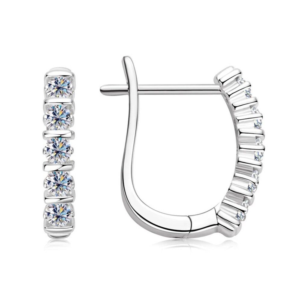 Paar Creolen Funkelnde Moissanit Creolen Ohrringe 925 Sterling Silber +Zertifikat