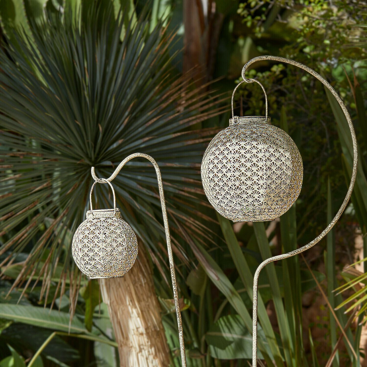 Mirabeau LED Laterne Solar-Laterne 2er Set Omirah antikgrau