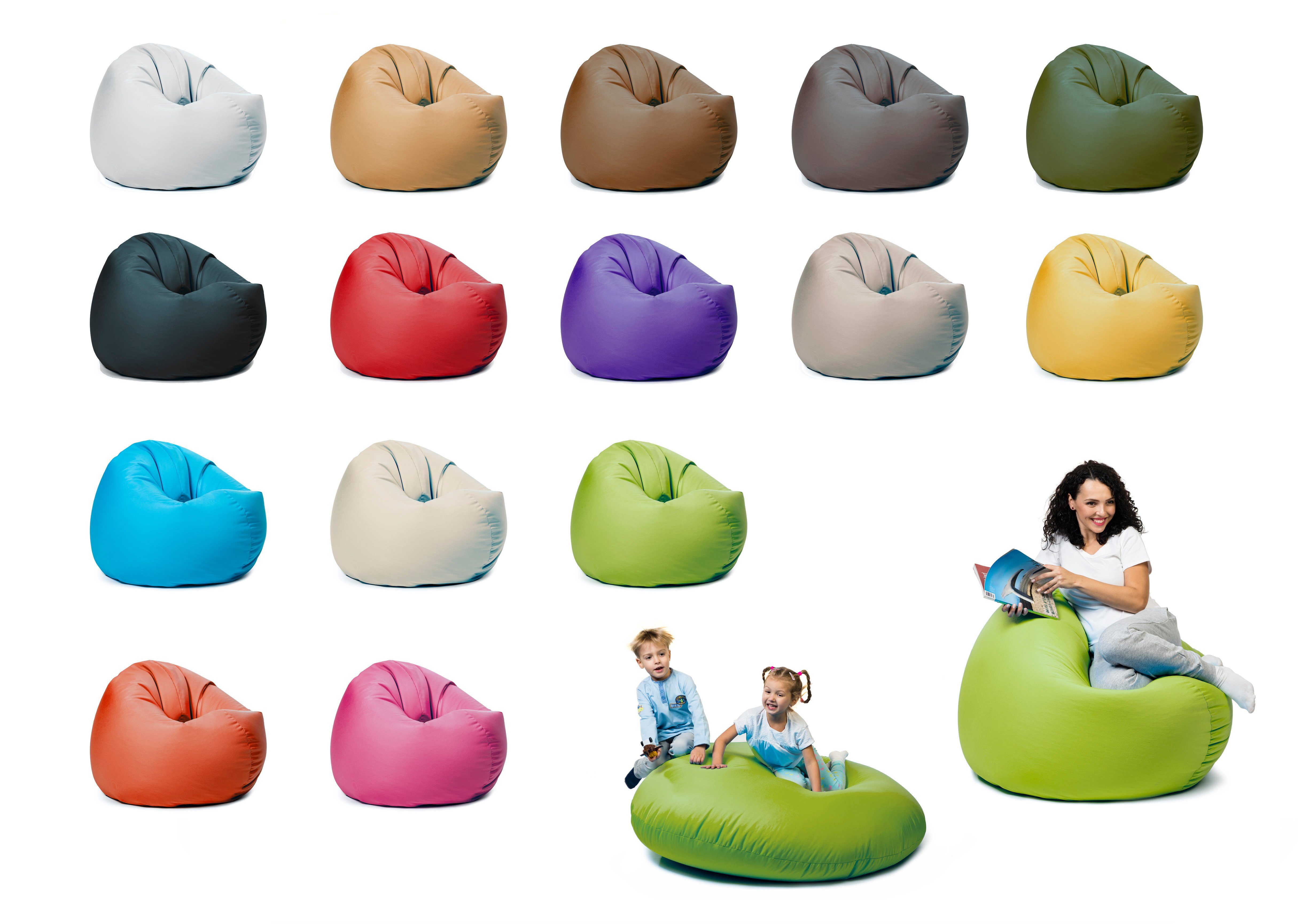 sunnypillow Sitzsack mit Styropor Füllung Outdoor & Indoor für Kinder und Erwachsene Grün