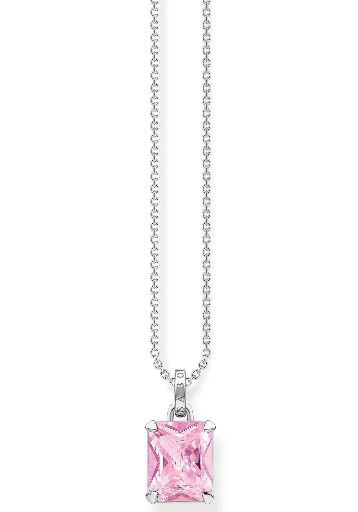 THOMAS SABO Kette mit Anhänger pinker Stein, weißer Stein, KE1964-051-14-L45V, KE1964-051-9-L45V, mit Zirkonia (synth) silberfarben-pink