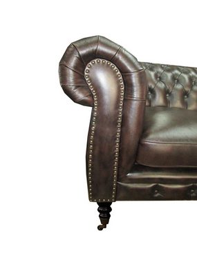 Salottini Chesterfield-Sofa 3er Sofa Chesterfield 3-Sitzer Couch Cambridge braun, Rollen
