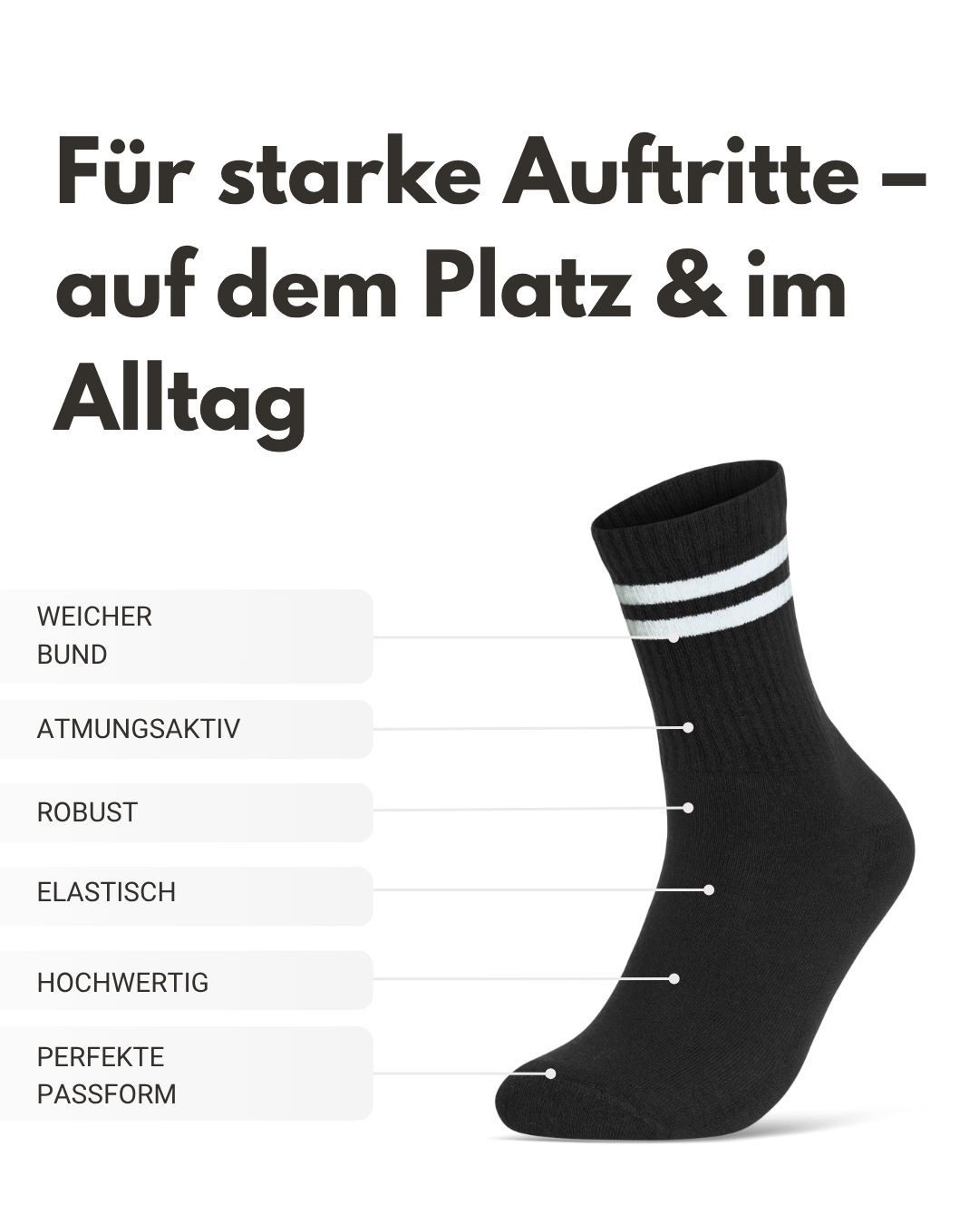 sockenkauf24 Tennissocken Herren Sportsocken Premium Retro Crew Socken mit Komfortbund (6-Paar) verstärkte Ferse & Fußspitze, gepolsterte Sohle, gekämmte Baumwolle