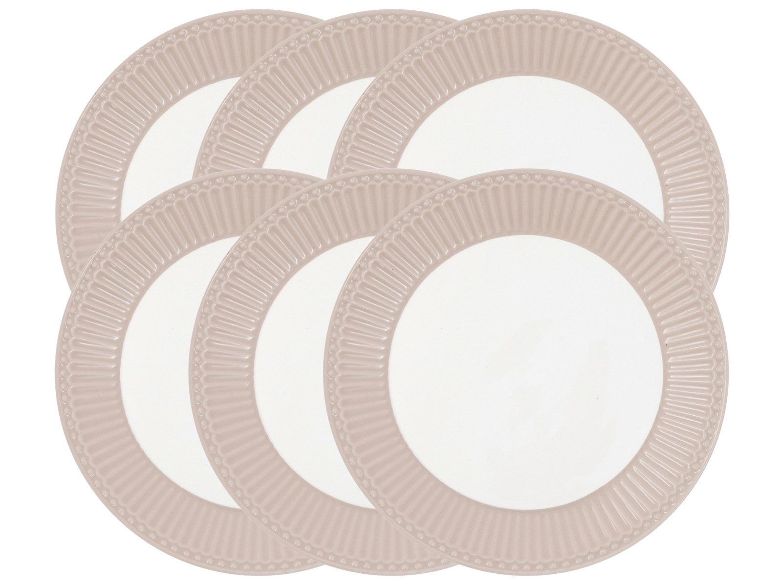 Greengate Geschirr-Set Alice Frühstücksteller creamy fudge 23cm Set6, Steinzeug