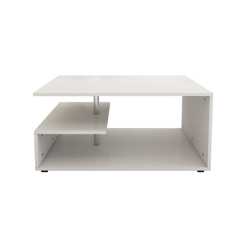 ML-DESIGN Couchtisch Geräumiger Wohnzimmertisch mit Stauraum, Holz Beistelltisch, Sofatisch mit Ablageflächen auf 3 Etagen Metall Kaffeetisch Dekostange