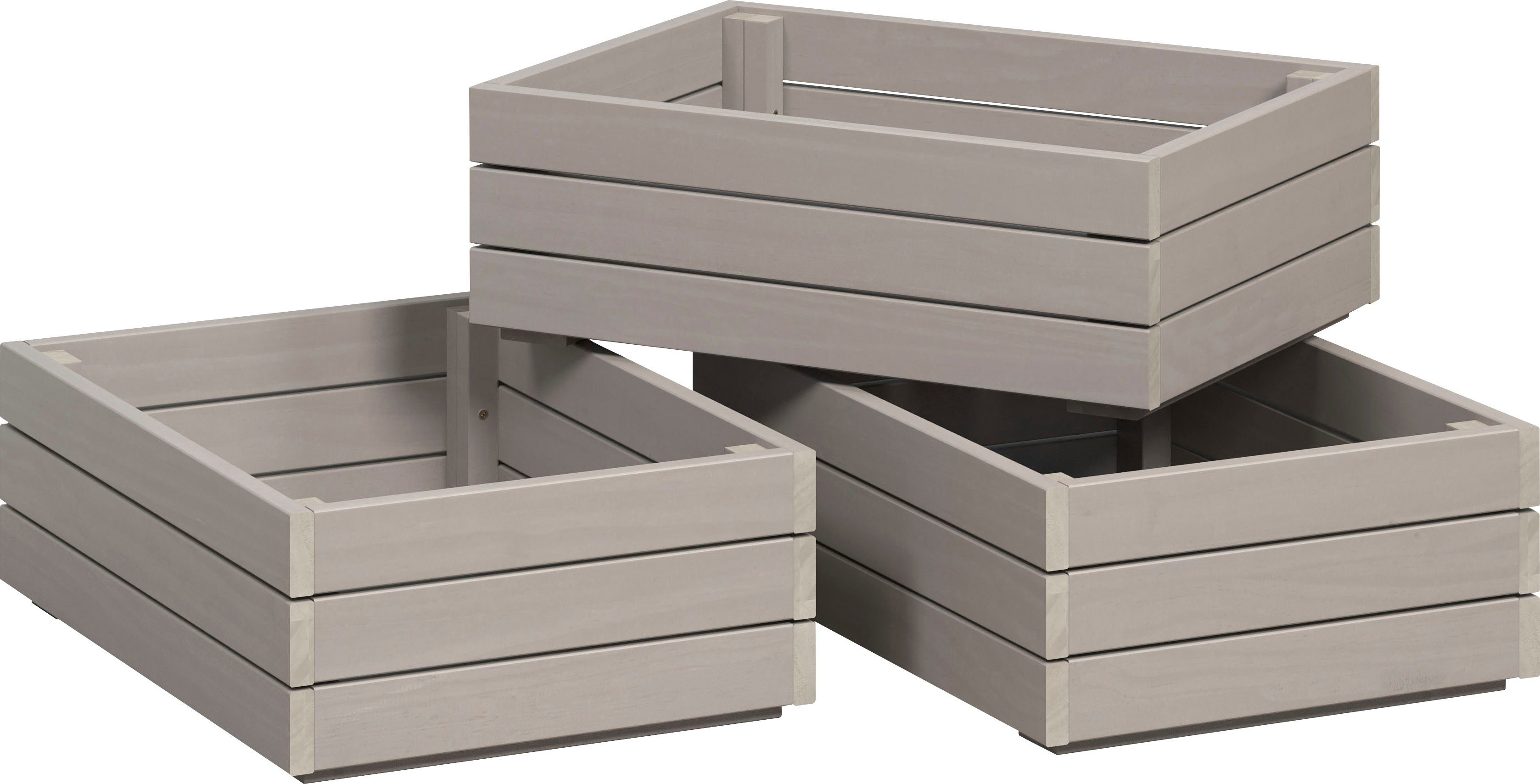 ebuy24 INTER-FURN Schublade Set / Kiefer, B/H/T: / Arona St), 32 45 cm (3 Wachs, Massivholzkisten, Holzkisten 3er Grau 15