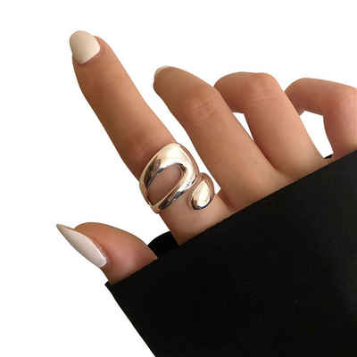 Housruse Silberring Unregelmäßig gewickelter Ring,verstellbares Armband aus Sterlingsilber