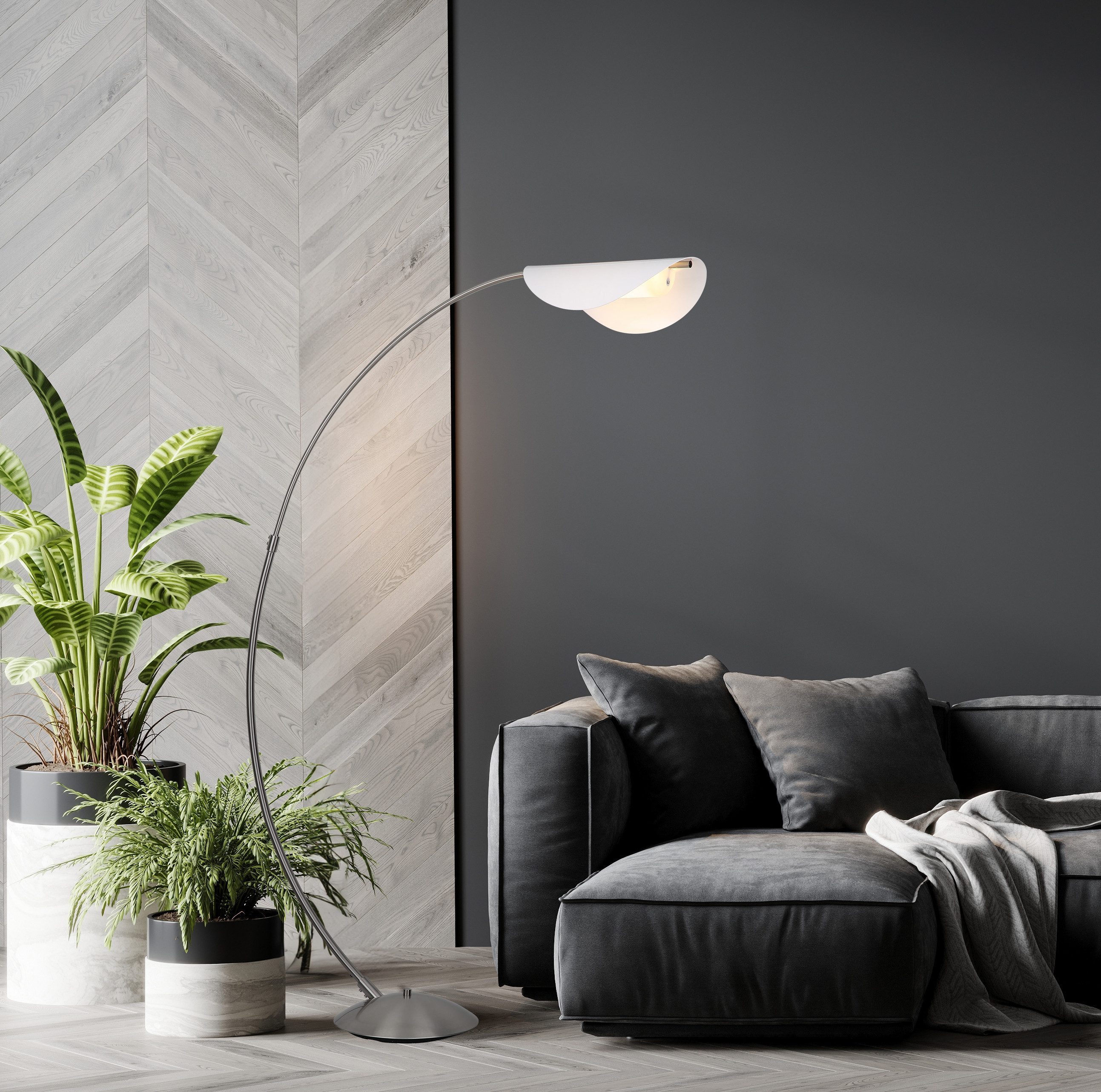 GLOBO LIGHTING LED Stehlampe ROBLES, Dimmer, Dimmfunktion, Memoryfunktion, mehrere Helligkeitsstufen, LED fest integriert, Warmweiß, Stehleuchte/Wohnzimmer/Schlafzimmer/Flur
