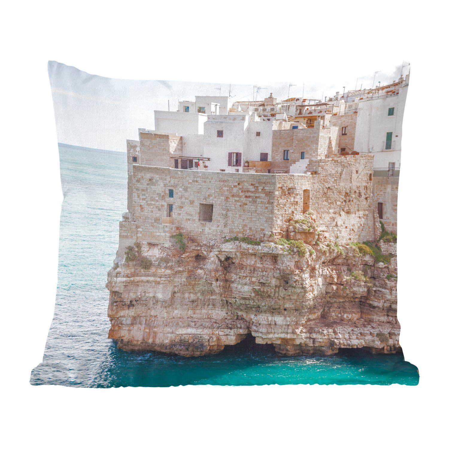 MuchoWow Dekokissen Italien - Küste - Felsen, Zierkissen mit Füllung für Wohzimmer, Schlafzimmer, Deko, Sofakissen