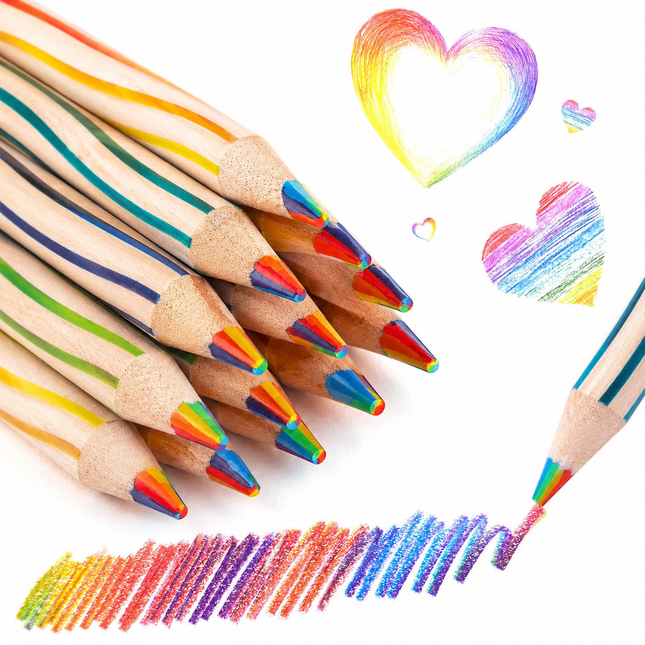 FOUORTUNATE-BEE Buntstift 12 Regenbogen Buntstifte 7-in-1 Farbstifte für Schule und Malspaß, (12-tlg), Geschenk für Kinder Geburtstag Schule Party Mitgebsel Kreativset
