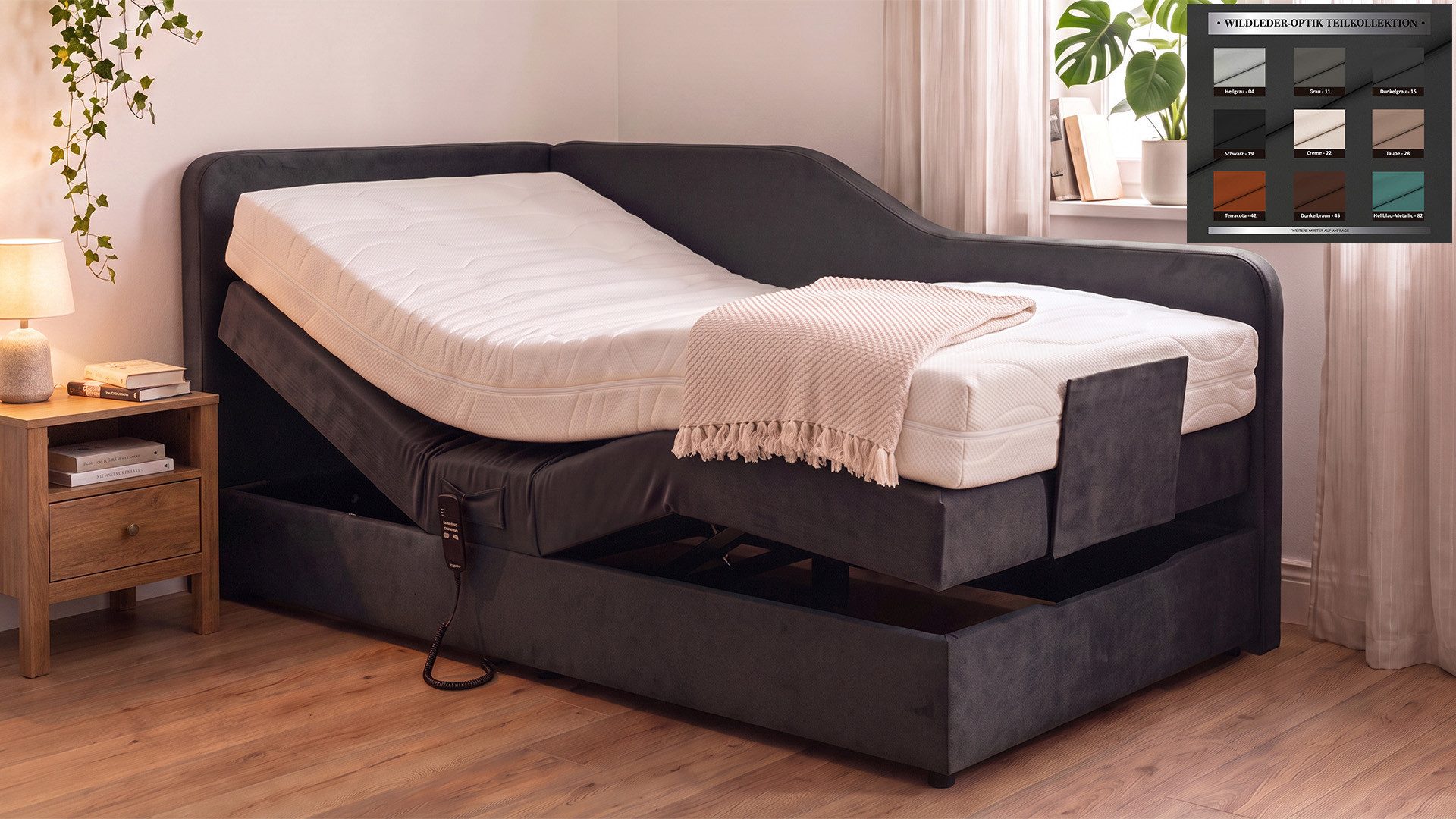 PAARA Boxspringbett Box Alexandria elektrisch verstellbar mit Motor alles, mit einzigartigem Belüftungssystem