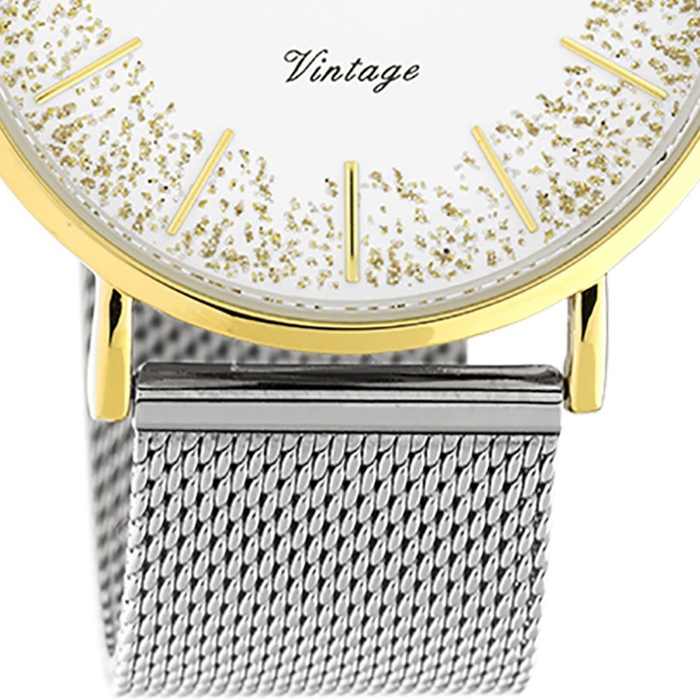 OOZOO Quarzuhr Oozoo Damen Armbanduhr Edelstahl Analog, (Analoguhr), Damenuhr rund, groß (ca. 40mm) Edelstahlarmband, Elegant-Style