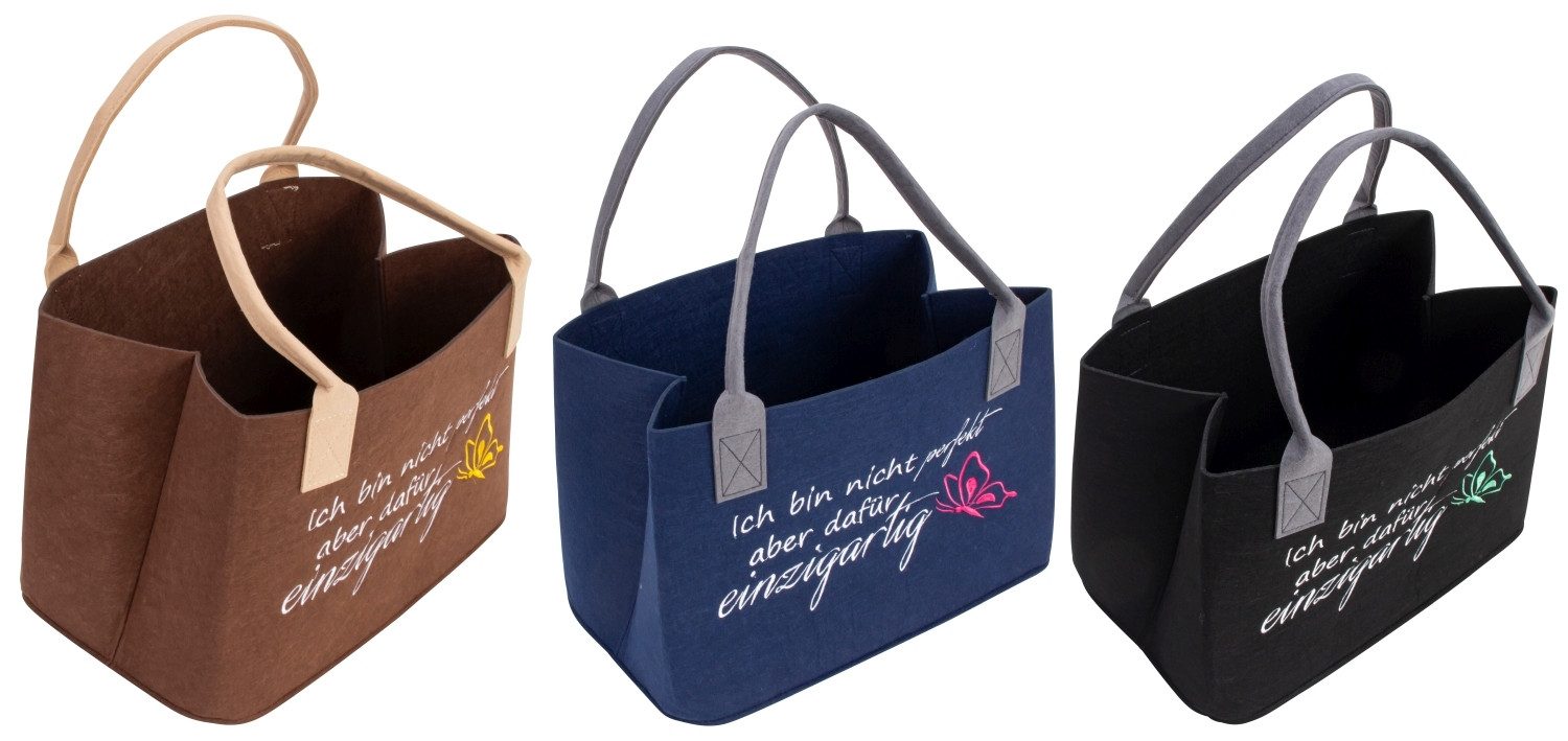 MF Einkaufsshopper Filztasche Unica Ich bin nicht perfekt einzigartig 40 cm – Bild 4 von 4
