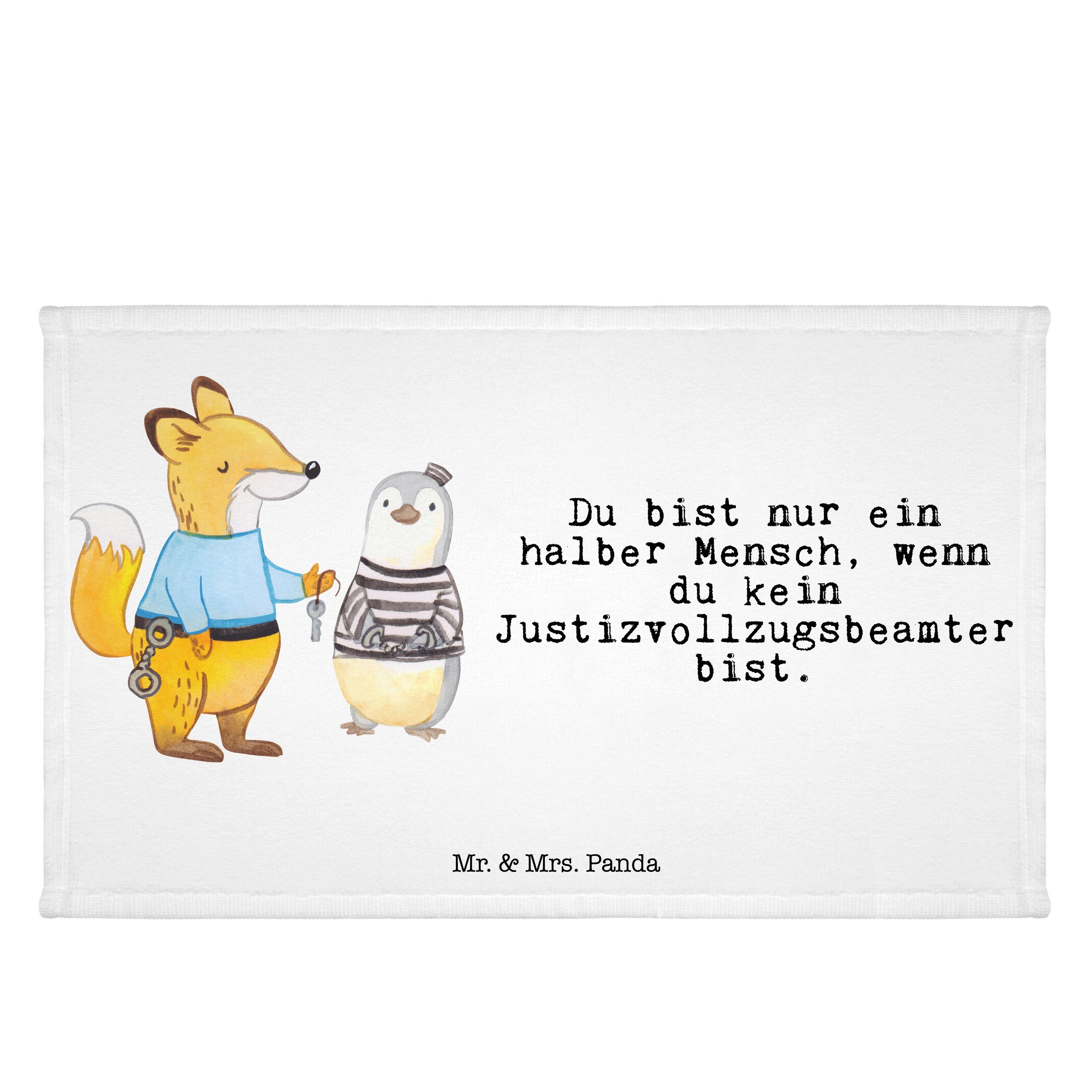 Panda Herz & Justizvollzugsbeamter - Gästetuch, Mr. Mrs. Kinder Weiß - Handtuch Geschenk, mit H, (1-St)