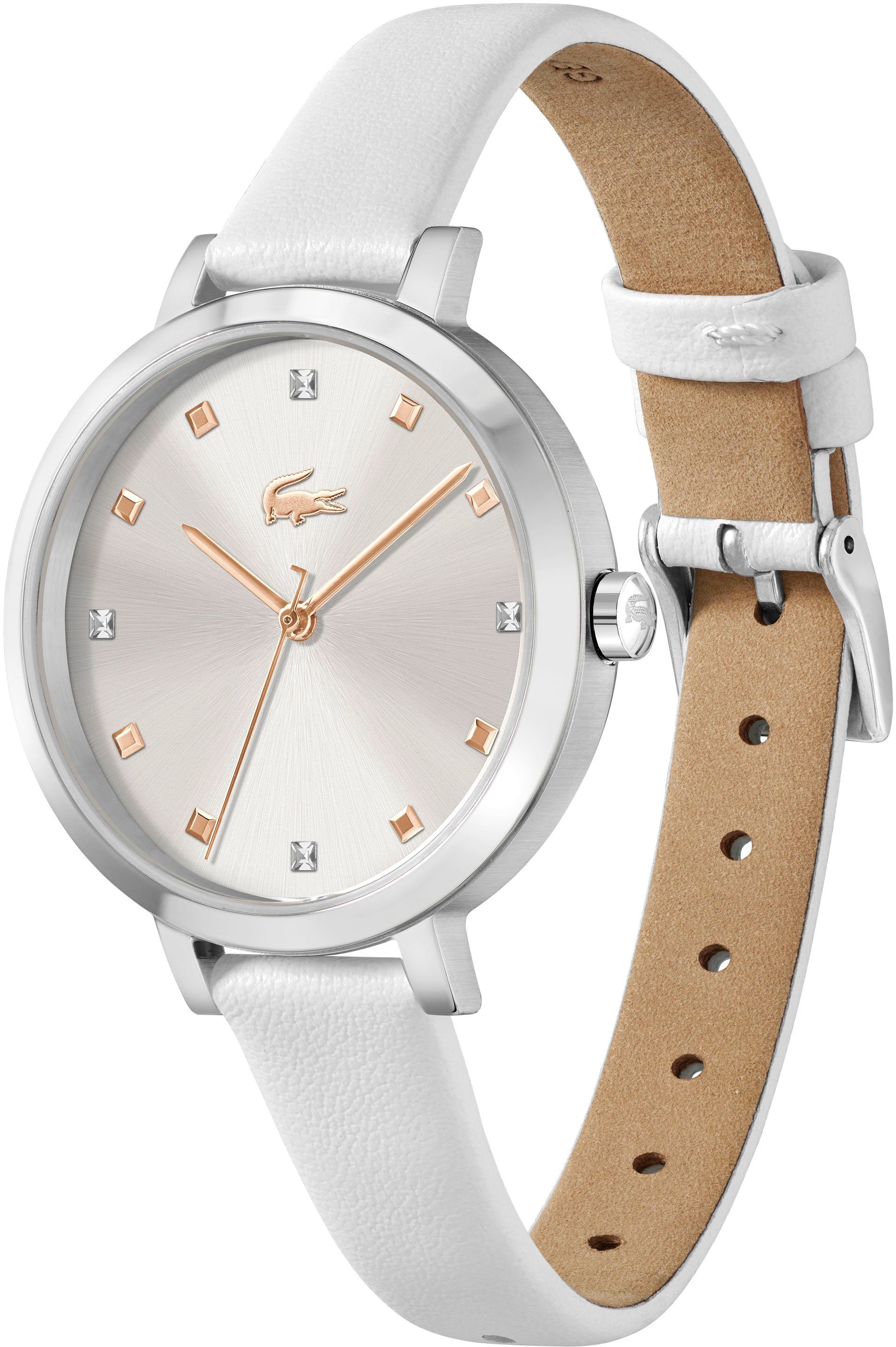 Lacoste Quarzuhr RIGA 2001366, Armbanduhr, Damenuhr, Lederarmband, analog, günstig online kaufen