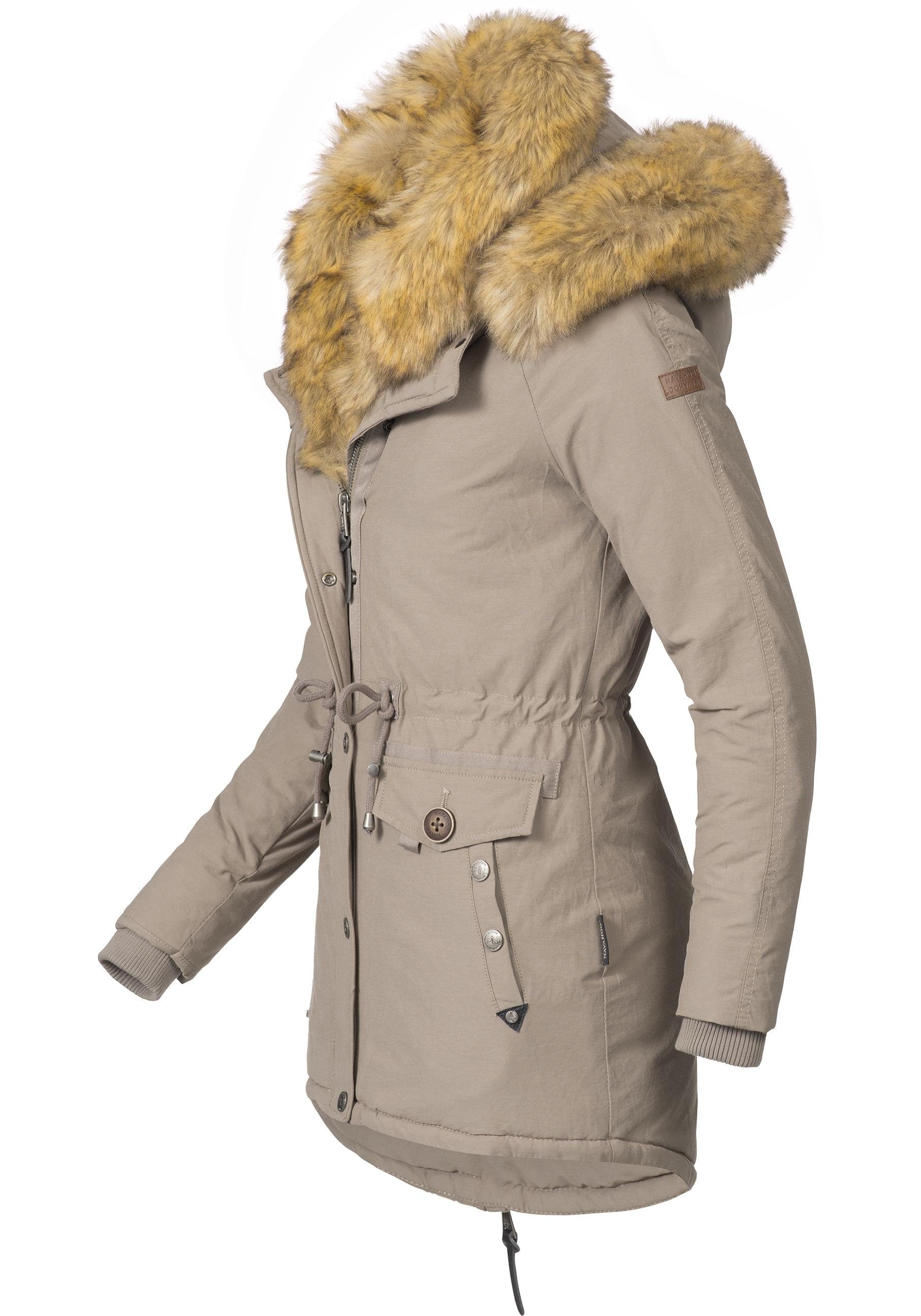 Navahoo Wintermantel Sweety abgefahrener m. khaki Winterparka Kunstpelz-Kapuzen 2