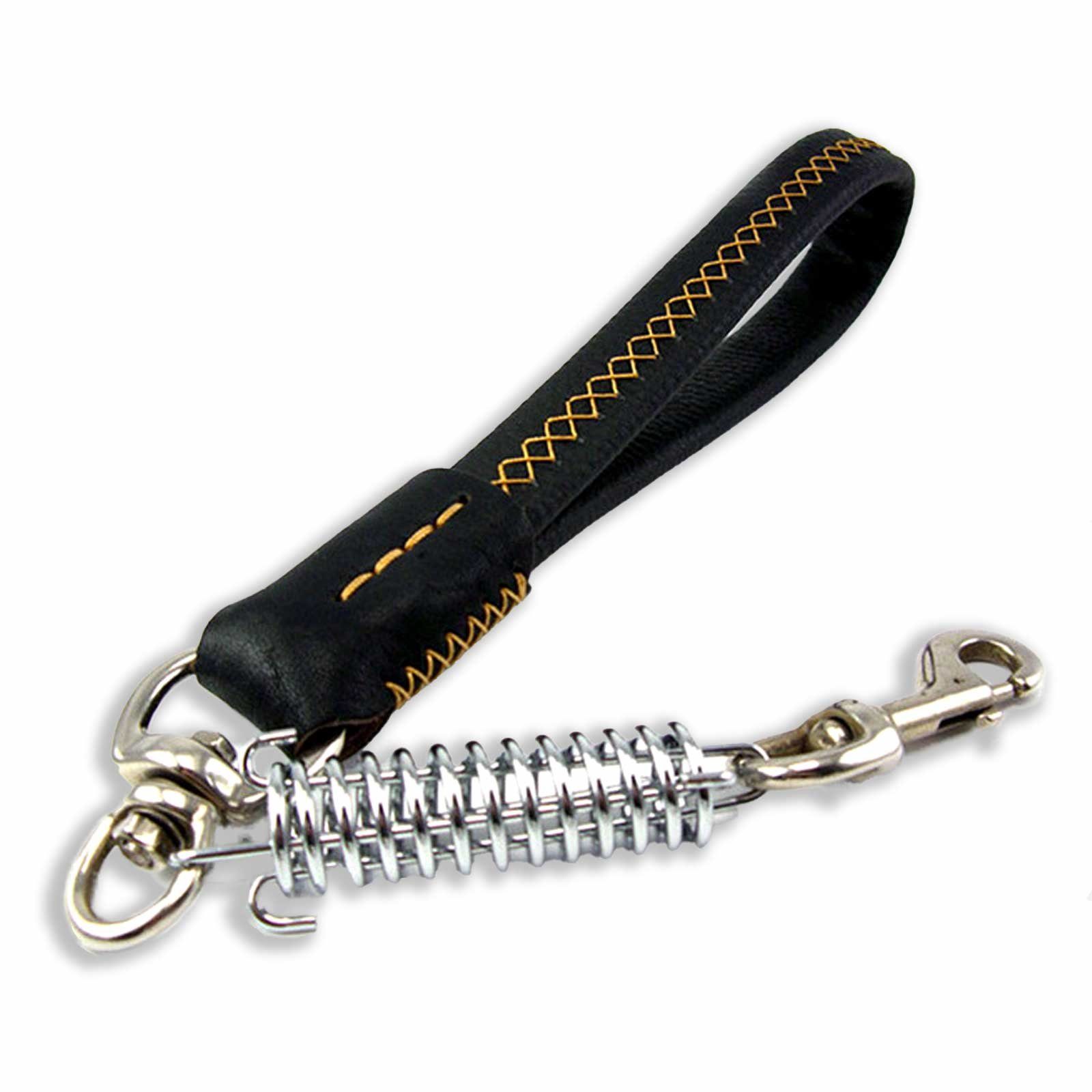 Monkimau Hundeleine Hundeleine aus Leder Kurführer für große Hunde in schwarz, Leder (Packung)