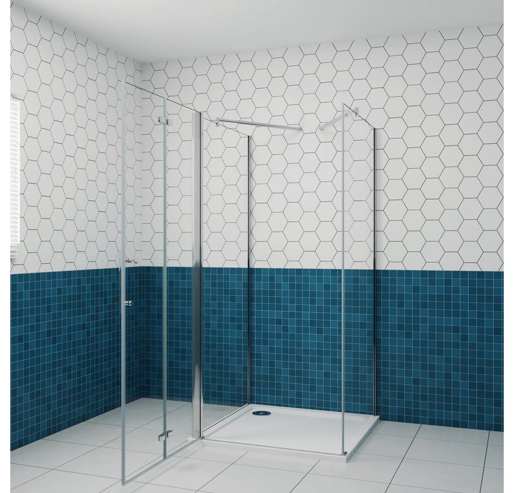 Thumbnail - duschspa Komplettdusche 6mm 185cm Nano Glas U-Form Duschkabine Scharniertür Falttür Duschtür, BxT: 70x70 cm, Einscheiben...