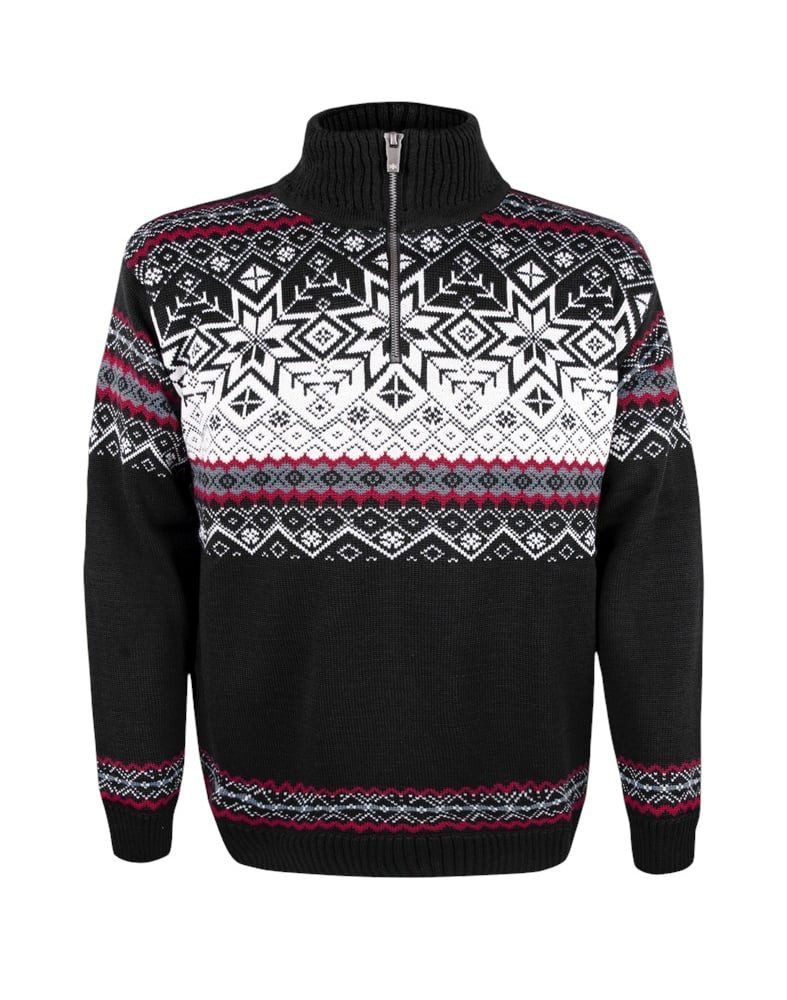 kama Sweater Pullover 4071 Half Zip mit Nordischen Muster (Merinowolle-Mischung)