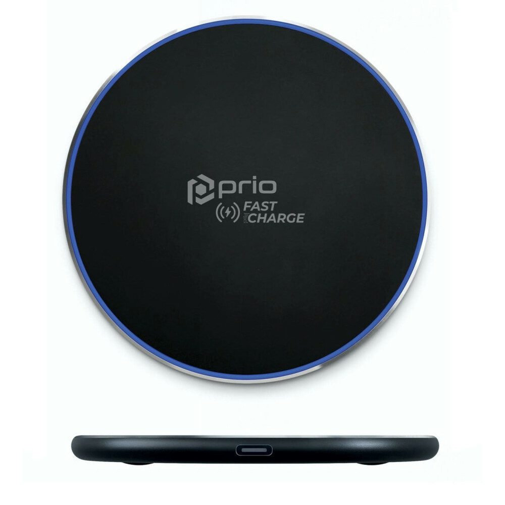 prio kabelloses Schnellladegerät 15W (USB C) schwarz Smartphone-Ladegerät