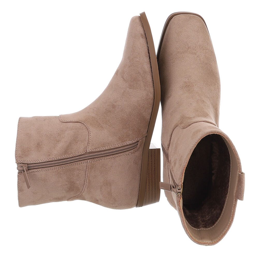 Ital-Design Damen Stiefelette mit Elastikeinsatz und Blockabsatz Stiefelette (92125648) Blockabsatz Flache Stiefeletten in Hellbraun