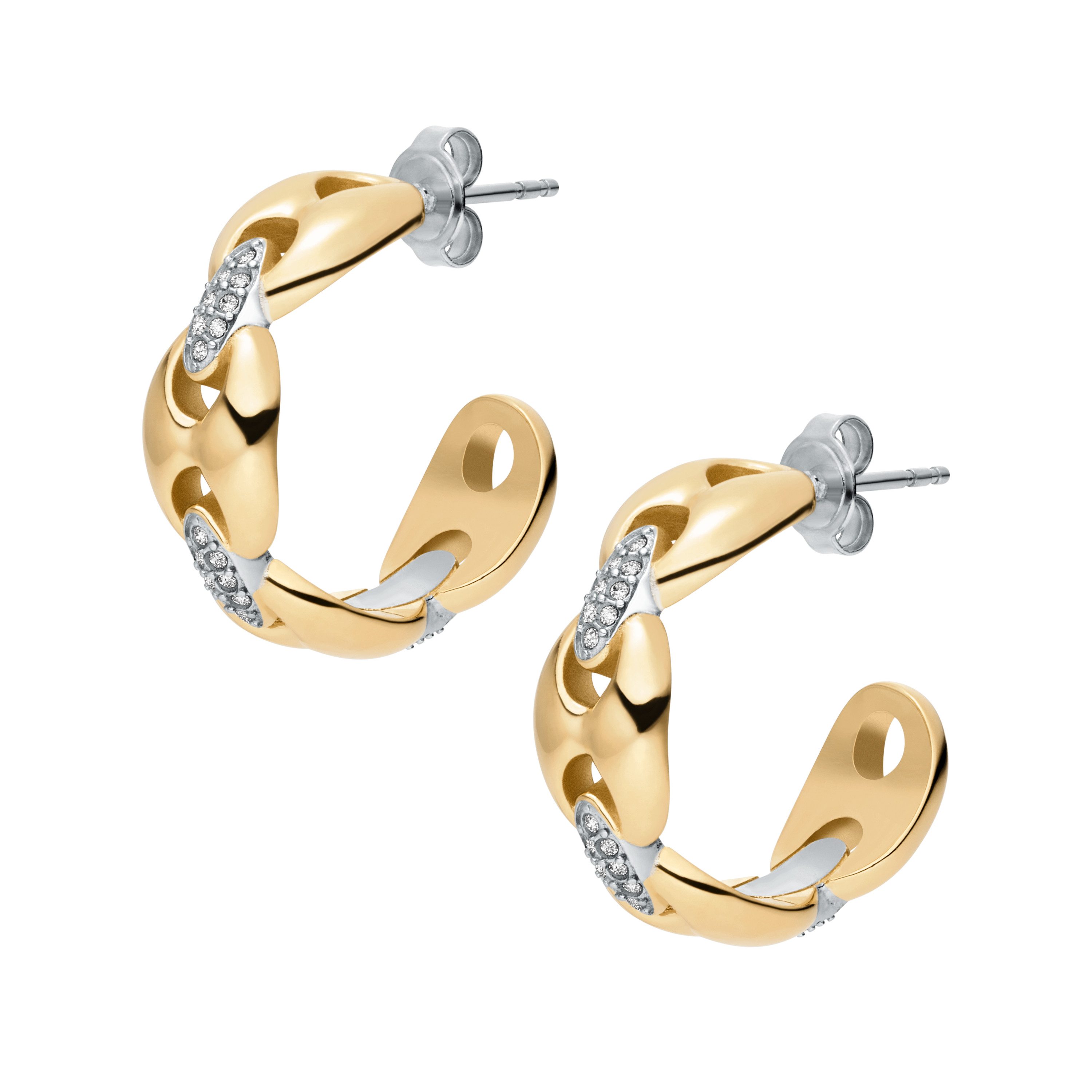 Fossil Paar Creolen Schmuck Geschenk Edelstahl Ohrringe HERITAGE, mit Glasstein