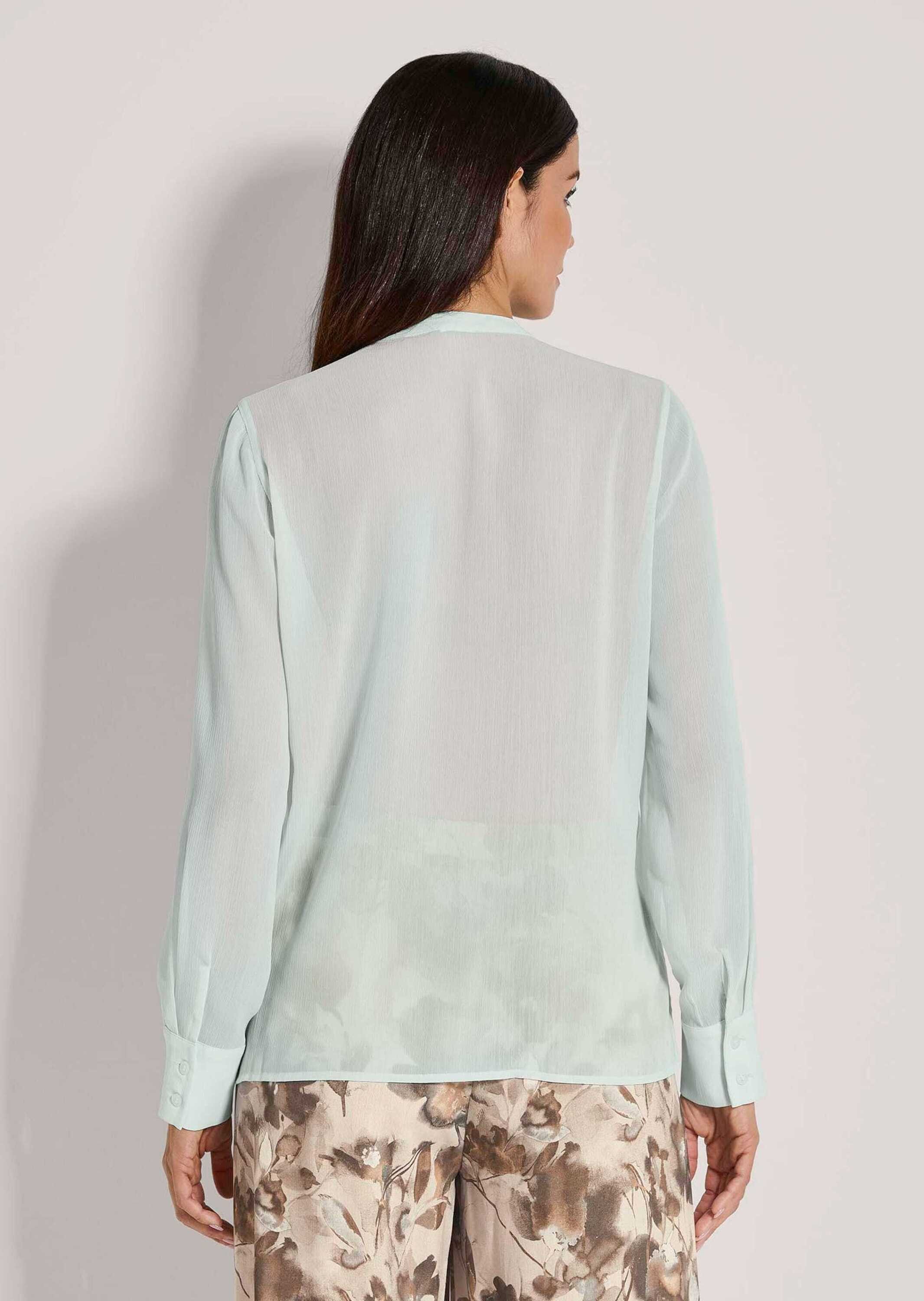 MADELEINE Langarmbluse Luftige Chiffon-Bluse, Halbarm Uni-Design mit rundem Ausschnitt und seitlichen Schlitzen