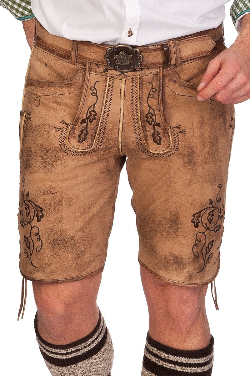 Trachtenlederhose Lederhose Herren kurz - RINO - hasel